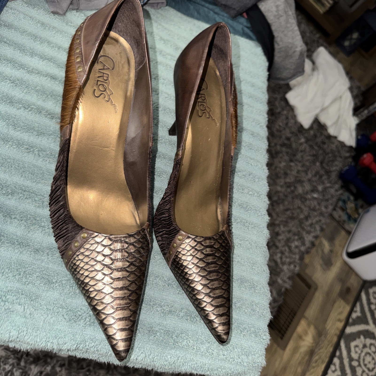 Carlos by Carlos Santana High Heels Women’s Size 9.5M Faux Snake Skin Luxurious