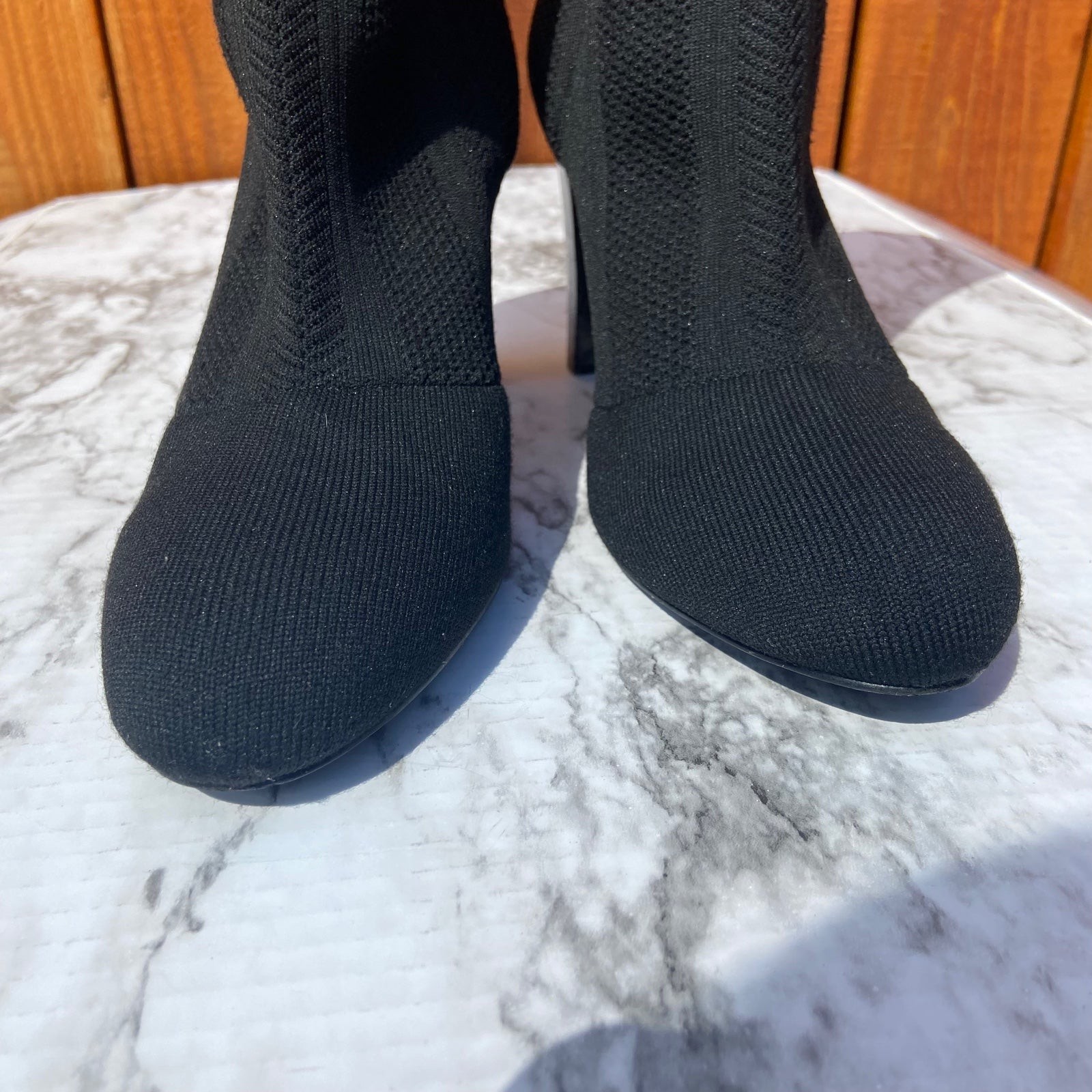 Charles David Black Knit Sock Boot Heels