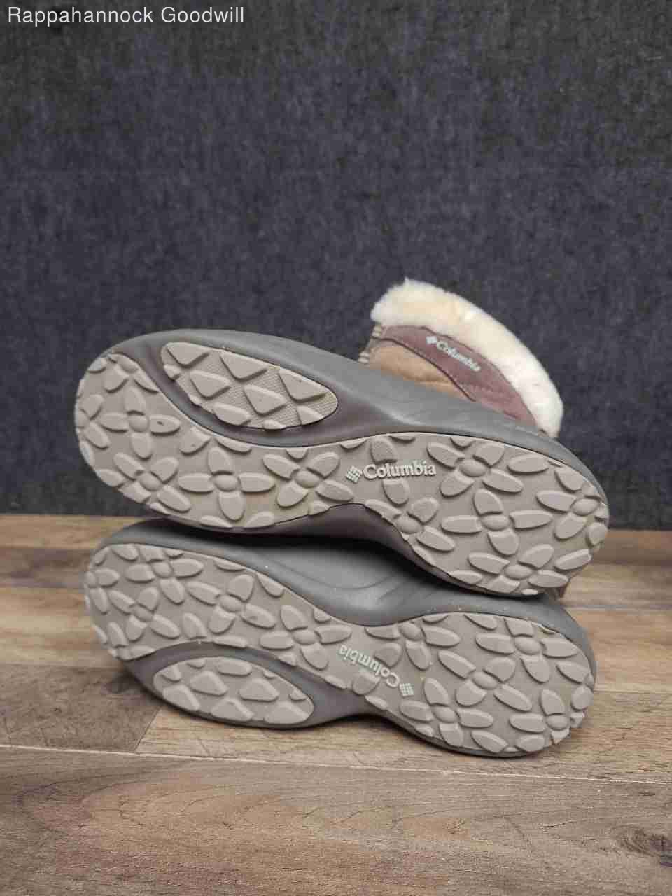 Columbia Sierra Summette Grey Faux Fur Trim Winter Snow Boots Women’s Size 10