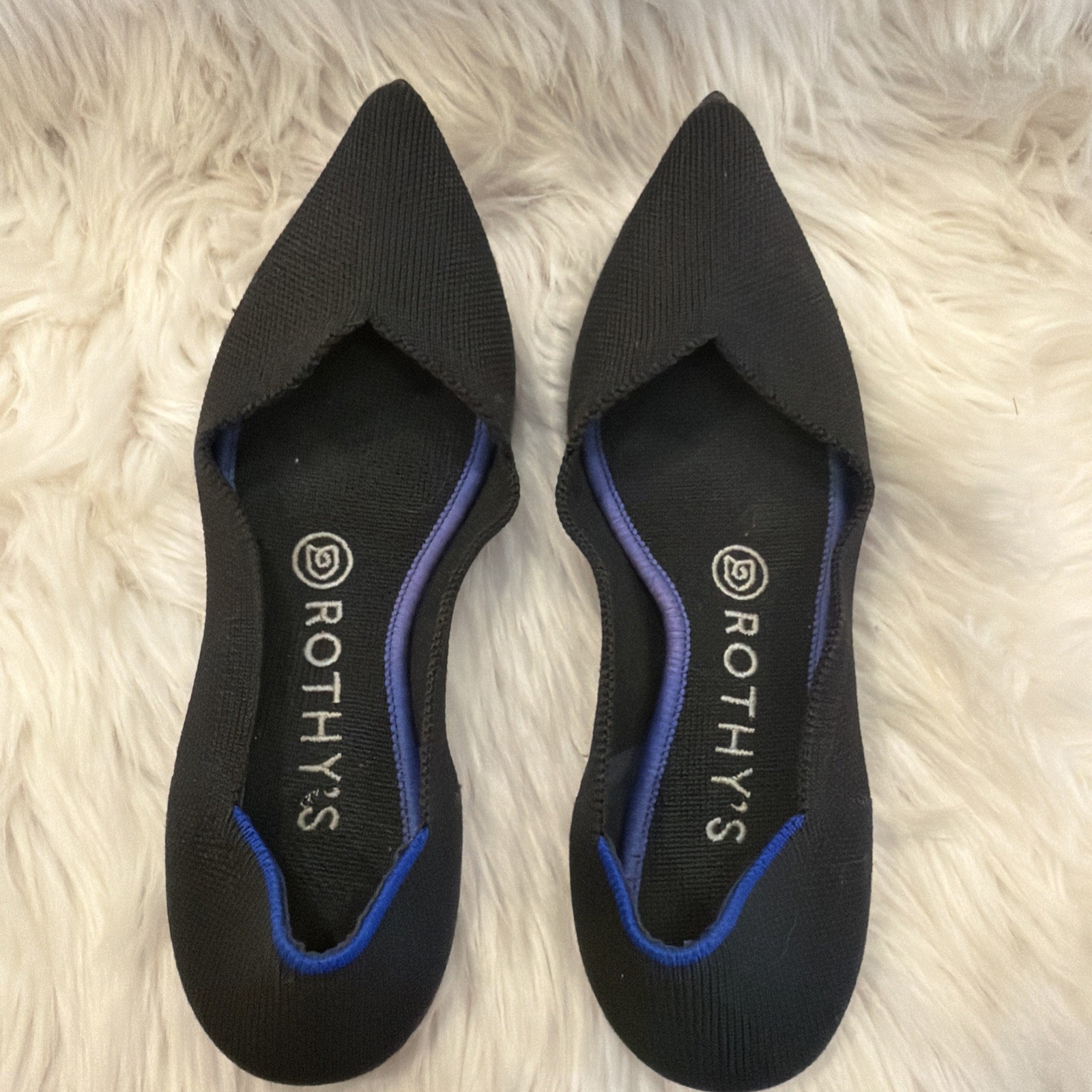 Rothy’s The Point Pointed Toe Ballet Flats Sz 6.5 Black Casual Formal Business