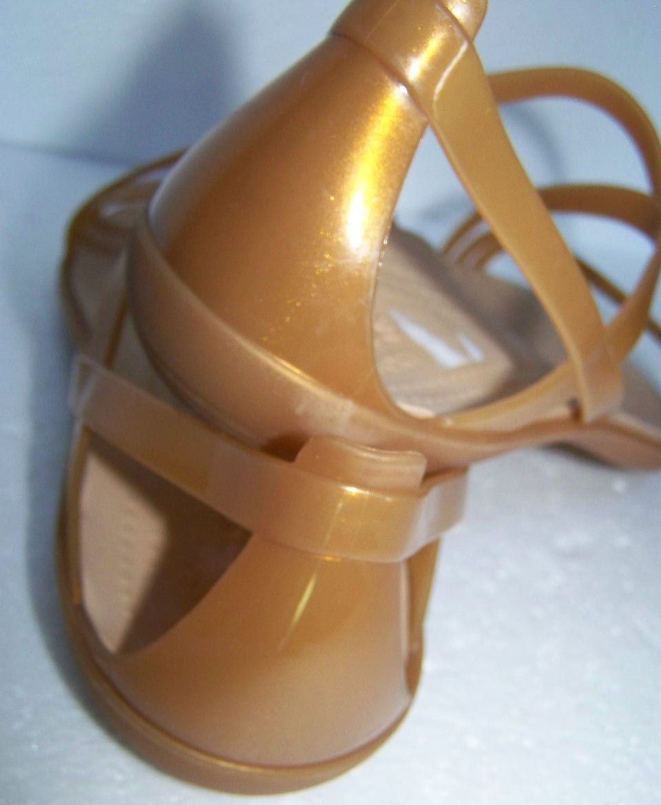 Crocs Isabella Jelly Sandals Womens Sz 6 Bronze Sheer Strappy Flats 202465 NTNew