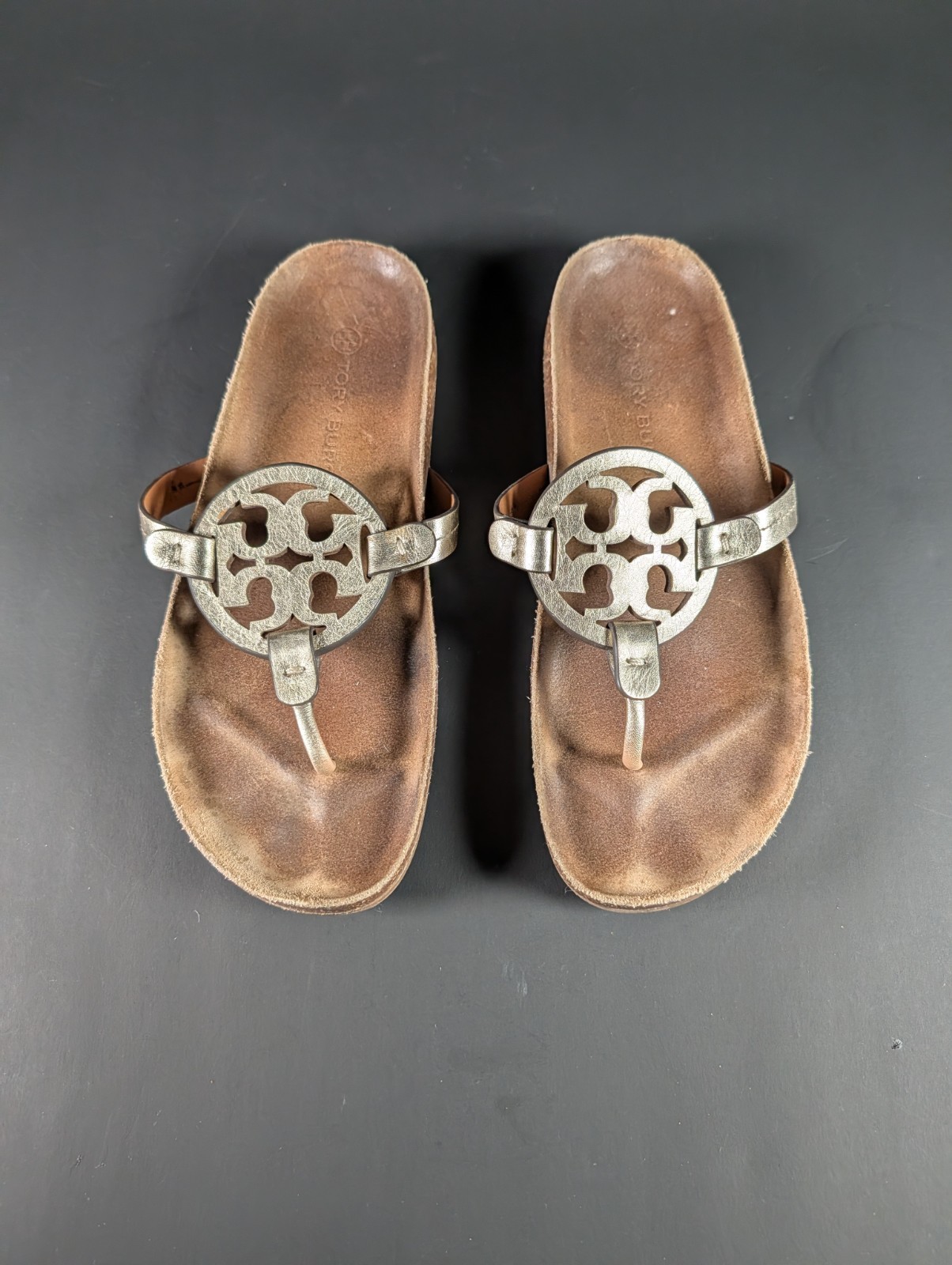 Tory Burch Miller Cloud Metallic Goat Leather Cork 9.5