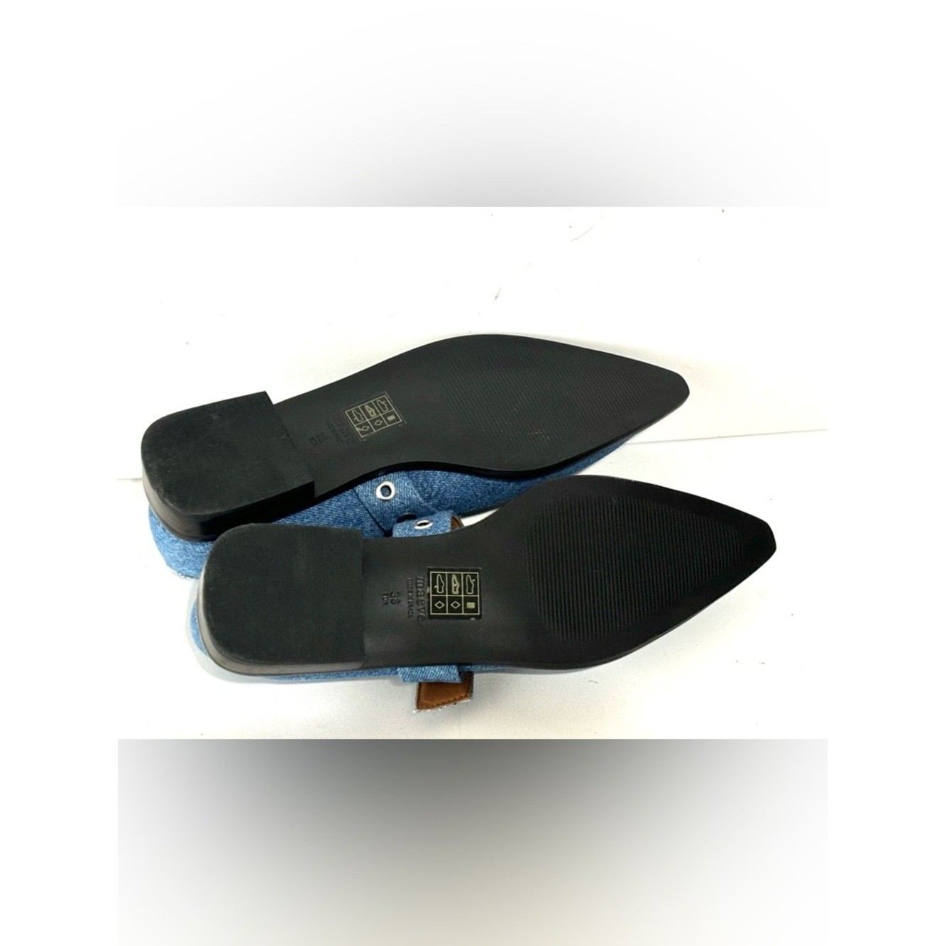 NWOT Anthropologie Maeve Blue Ballet-Shoes Pointed-Toe Mary Jane Flats Size 38/8