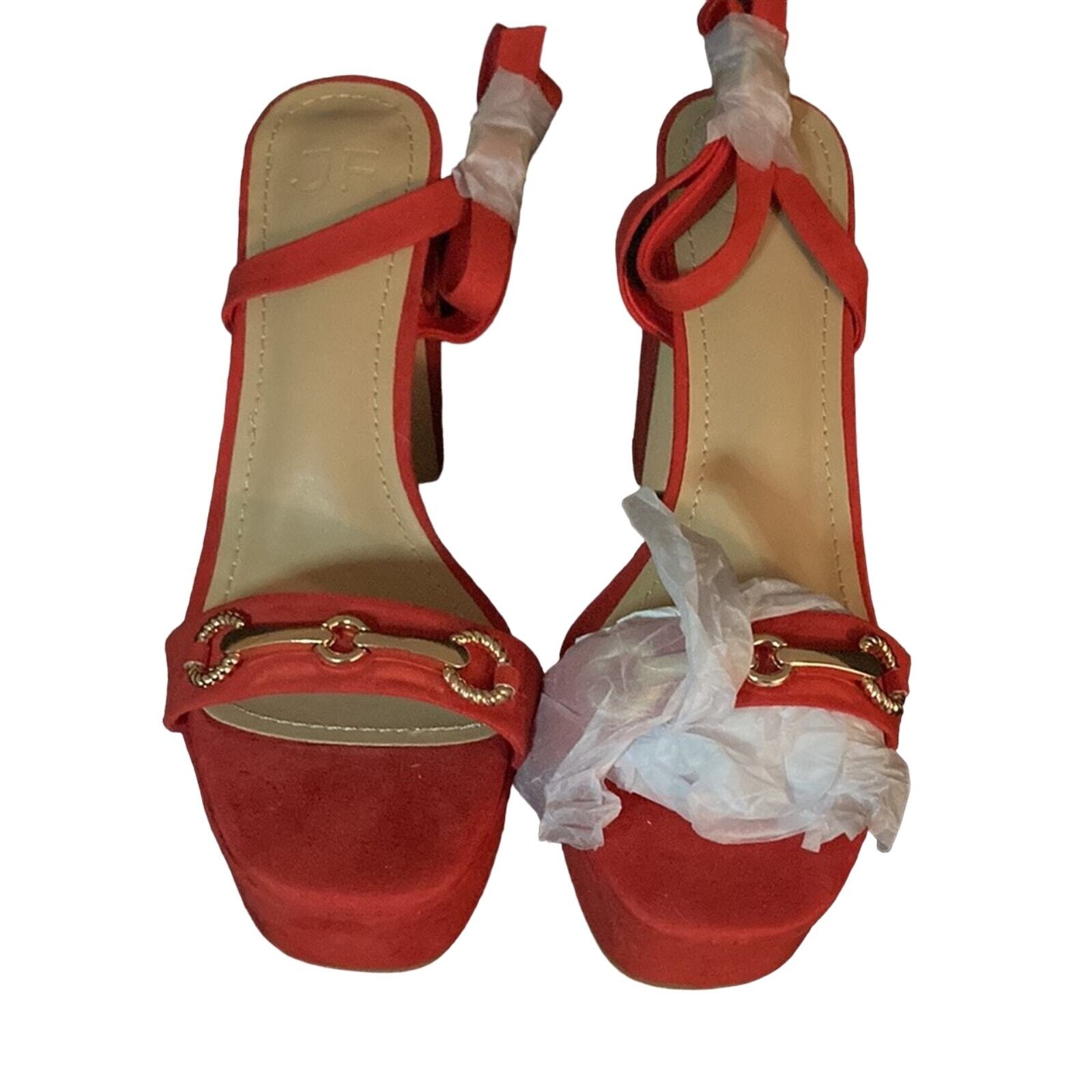 JustFab Red Chunky Heel with Gold Chain size US 7.5
