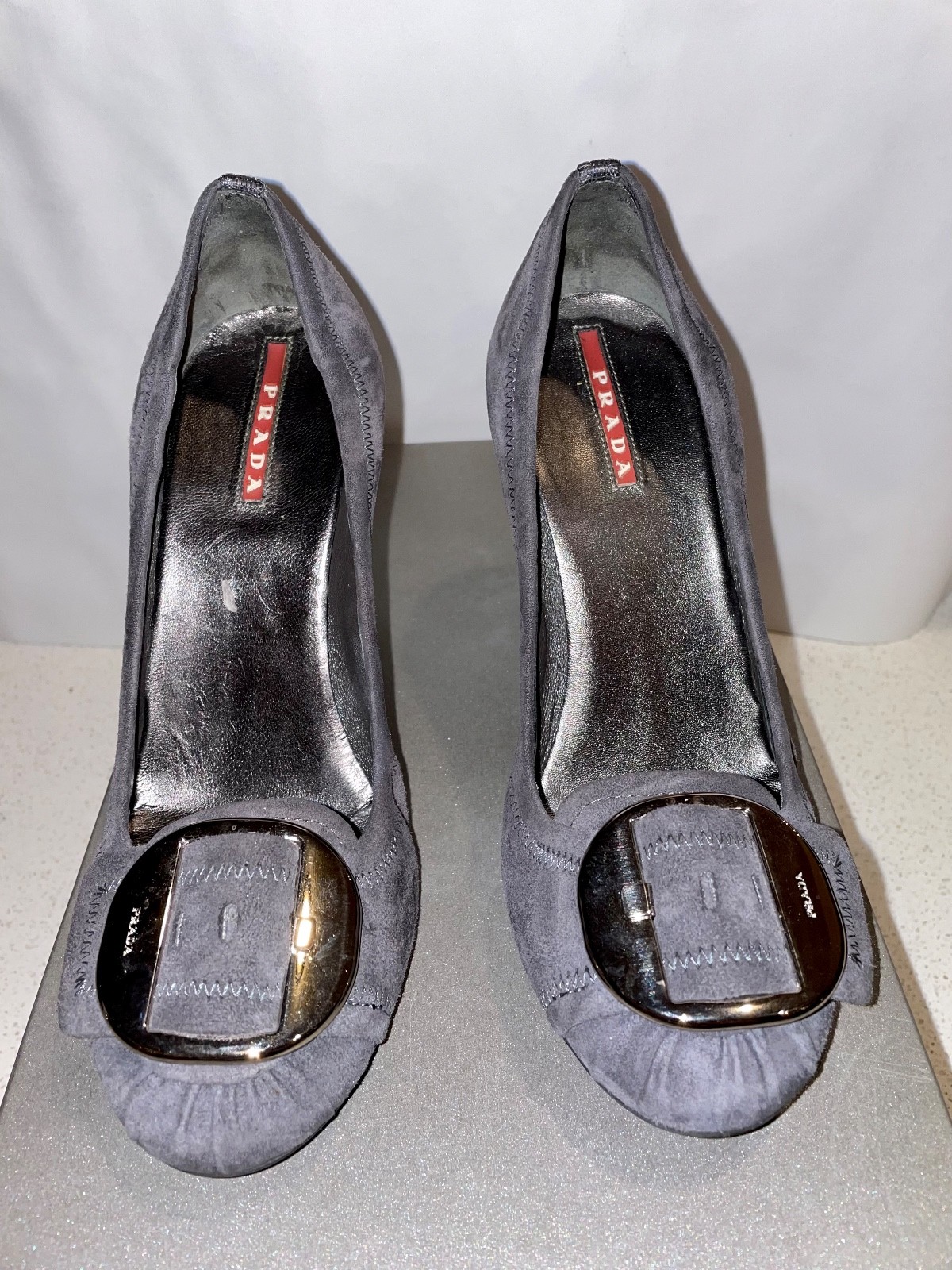 *Prada «CALZTORE DONNA» Women’s Gray Suede Pumps Heels size 36