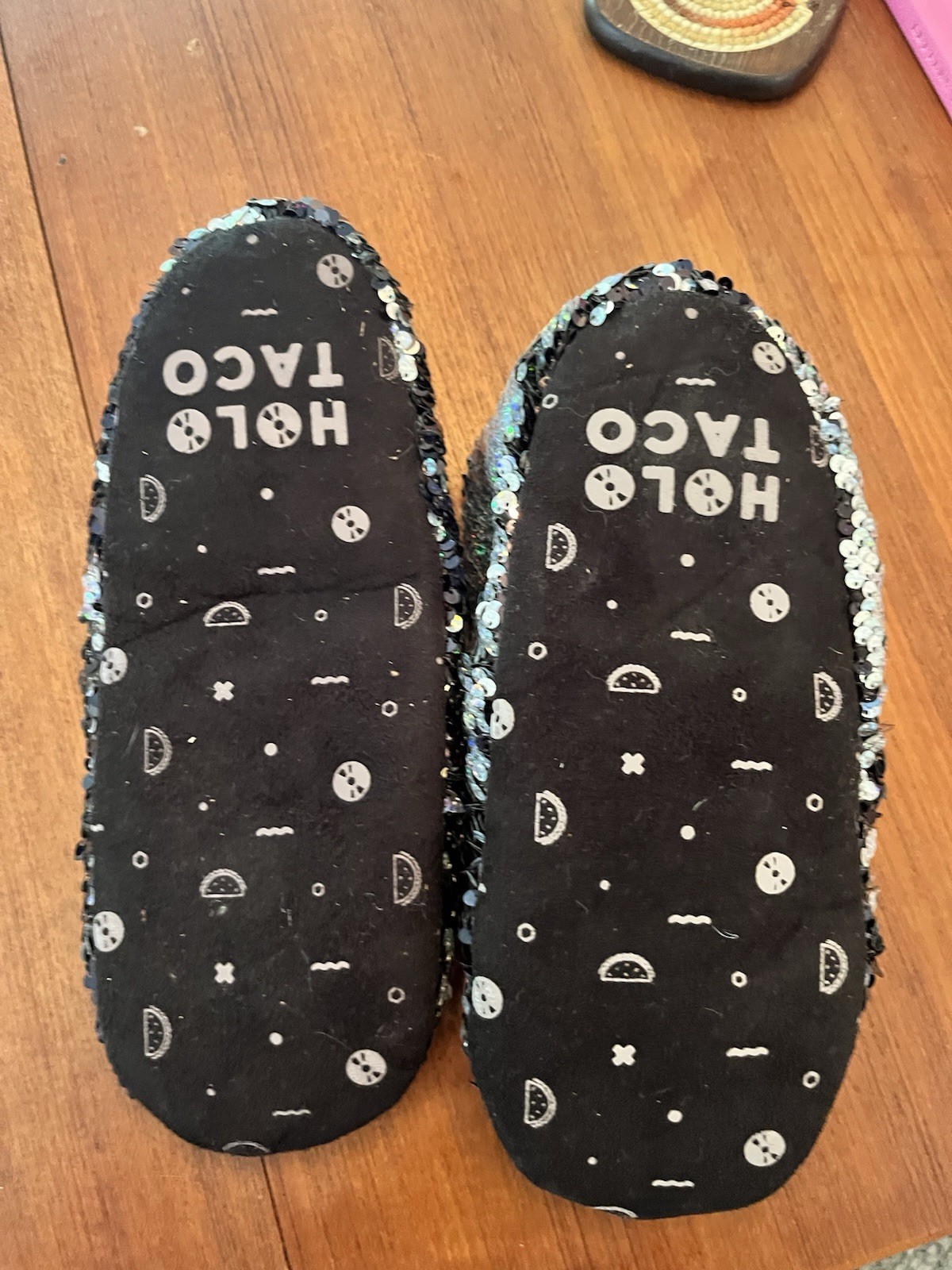 Holo Taco Holiday Sequins Sherpa Slippers Limited Edition M/L