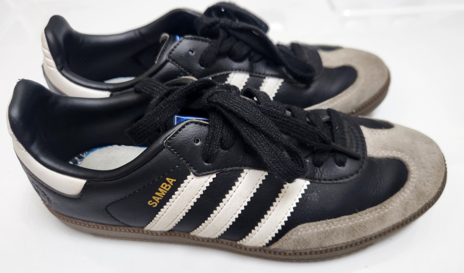 adidas Samba Womens Sz 7 1/2 Indoor Soccer Shoes White Black Gray B75807 Low Top