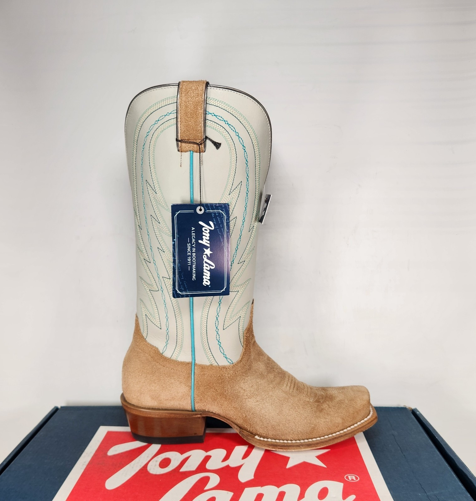 7.5 WOM – Tony Lama Siena 13″ Western – Taupe SUEDE LEATHER – RN3621