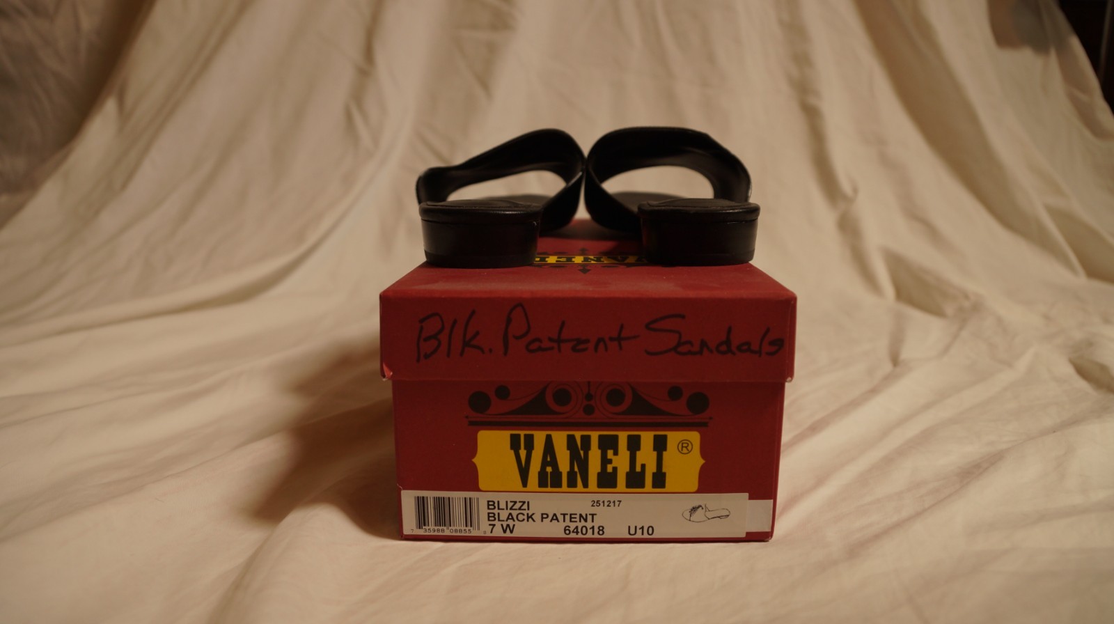 Vaneli Black Patent Tasseled Sandals/Slides Size 7W
