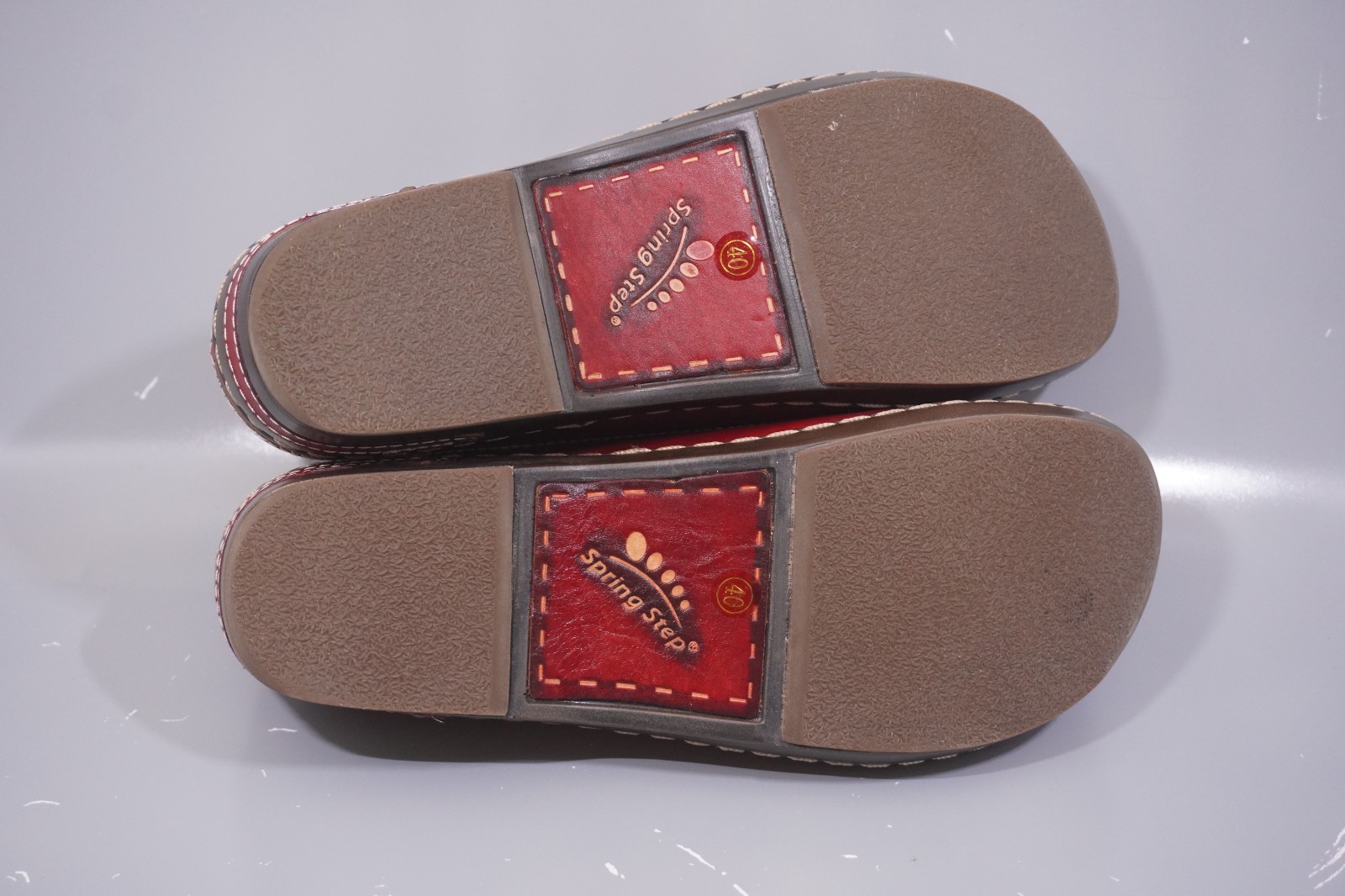 Spring Step Clogs Shoes Womens Sz EU 40 US 9 Burbank Leather Flower Leaf Red