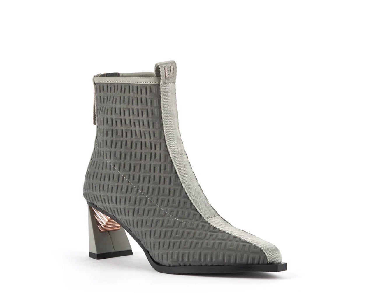 United Nude Sonar Booties Gray Silver Sculptural Metallic Heel Pointy Toe EU41