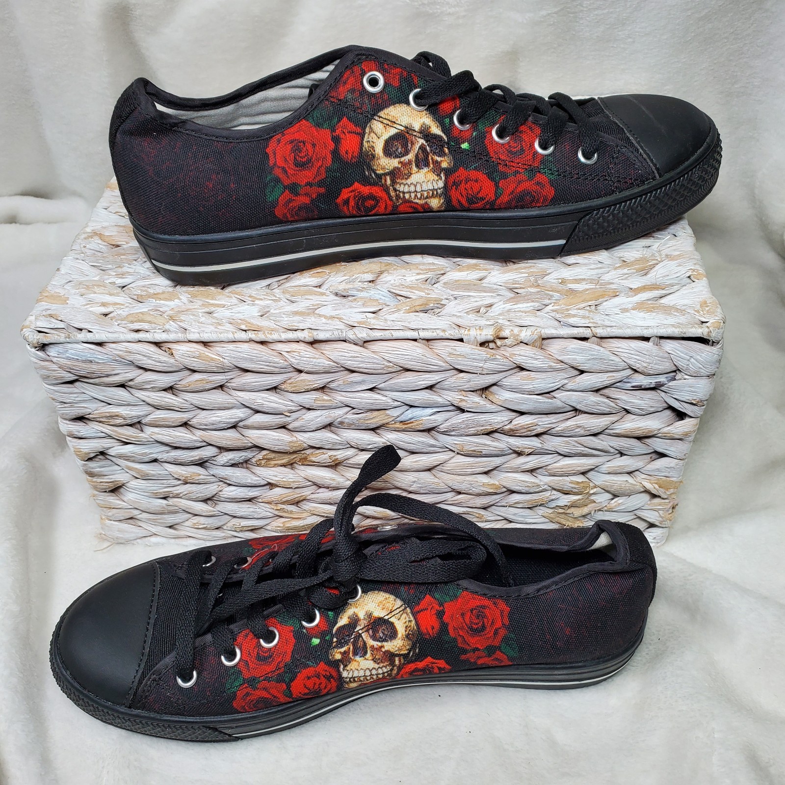 Gothic Skull & Roses Shoes Sneakers Women’s Low Top Lace Up Whimsgoth Retro Y2k