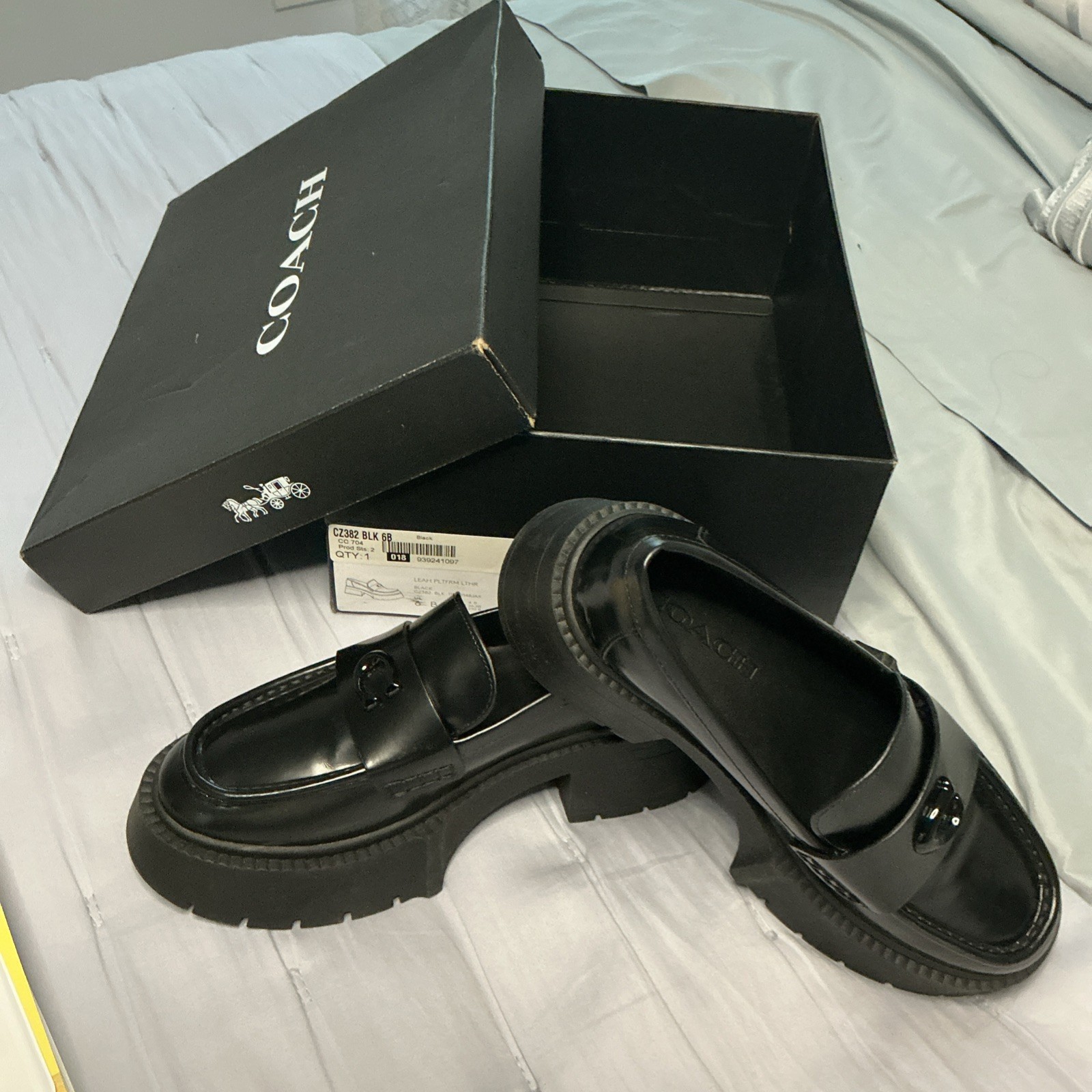 Coach Leah Platform Loafer Black Sz 6B