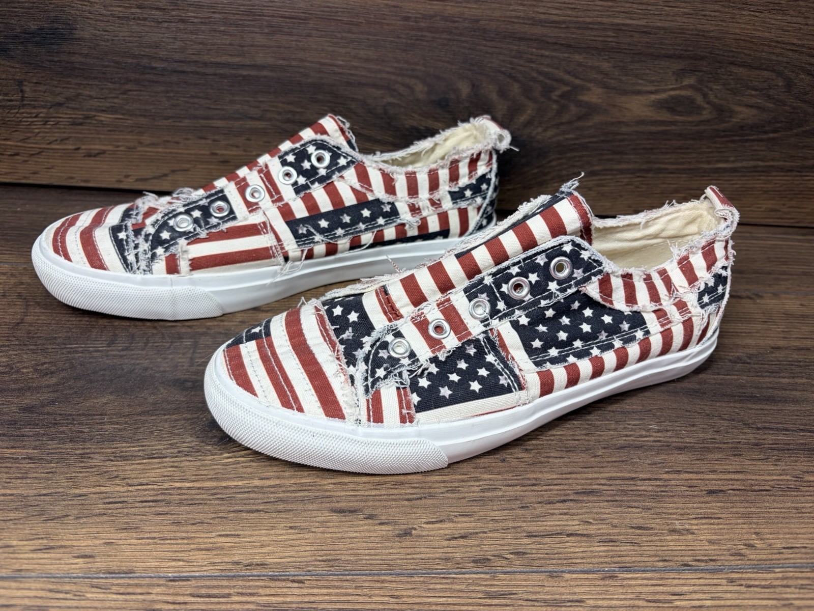 Corkys Babalu American Flag Distressed Canvas Shoes Women’s Size 8