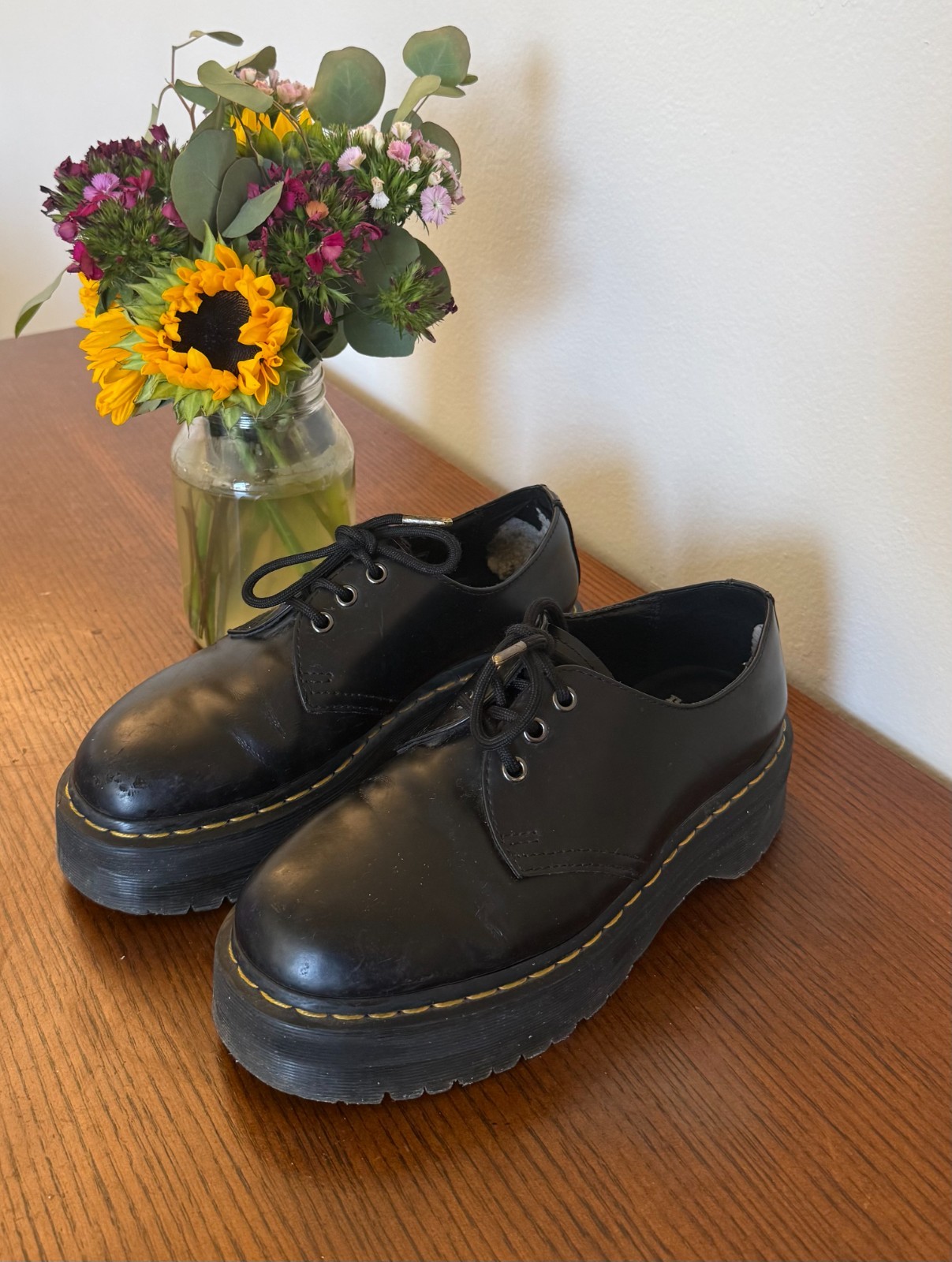 Dr. Martens 1461 Quad Smooth Leather Platform Shoes, US Men’s 8, US Women’s 9