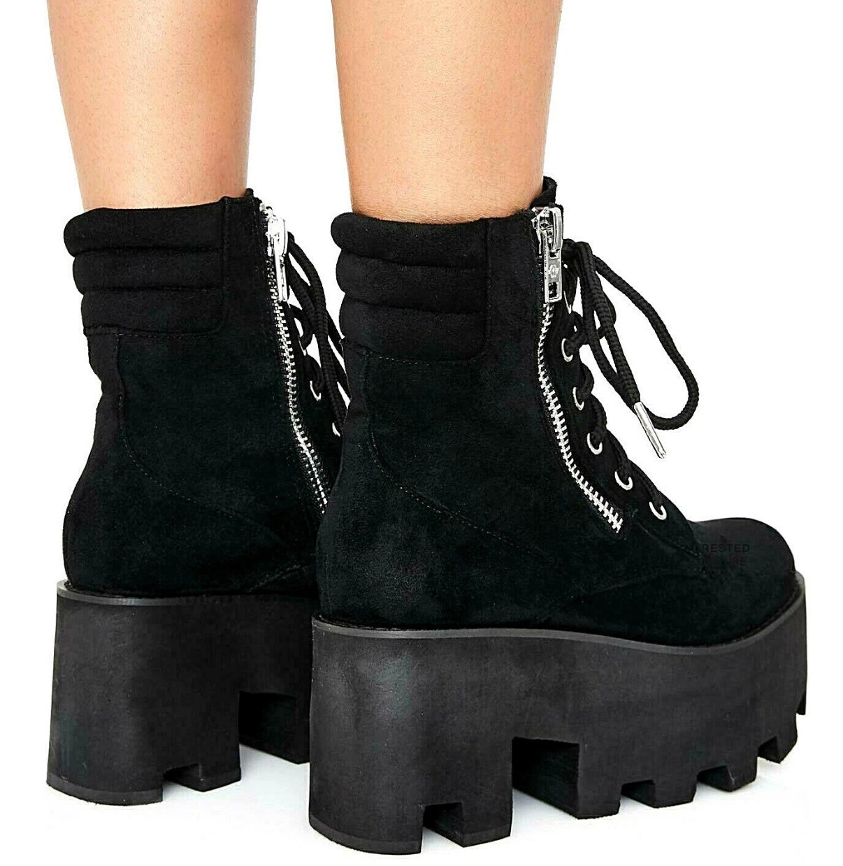 RARE CURRENT MOOD GREENPOINT BLACK VEGAN SUEDE PLATFORM BOOTS | WOMEN’S 9