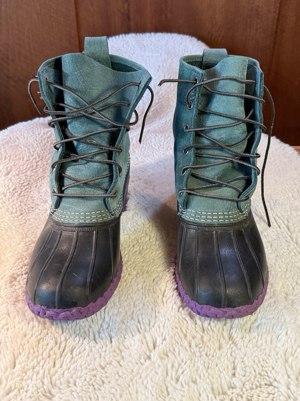 Rare LL Bean Women’s 8M Duck Boots Limited Edition Teal Purple Excellent Cond.