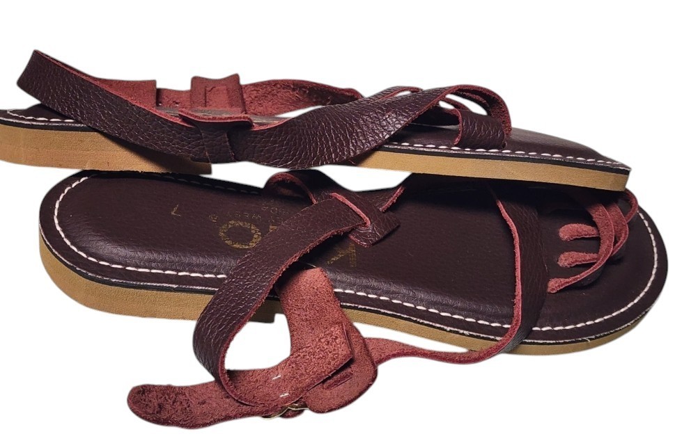 KINO ‘Spider’ Leather Sandals Handmade in Key West Size 7 Reddish Brown