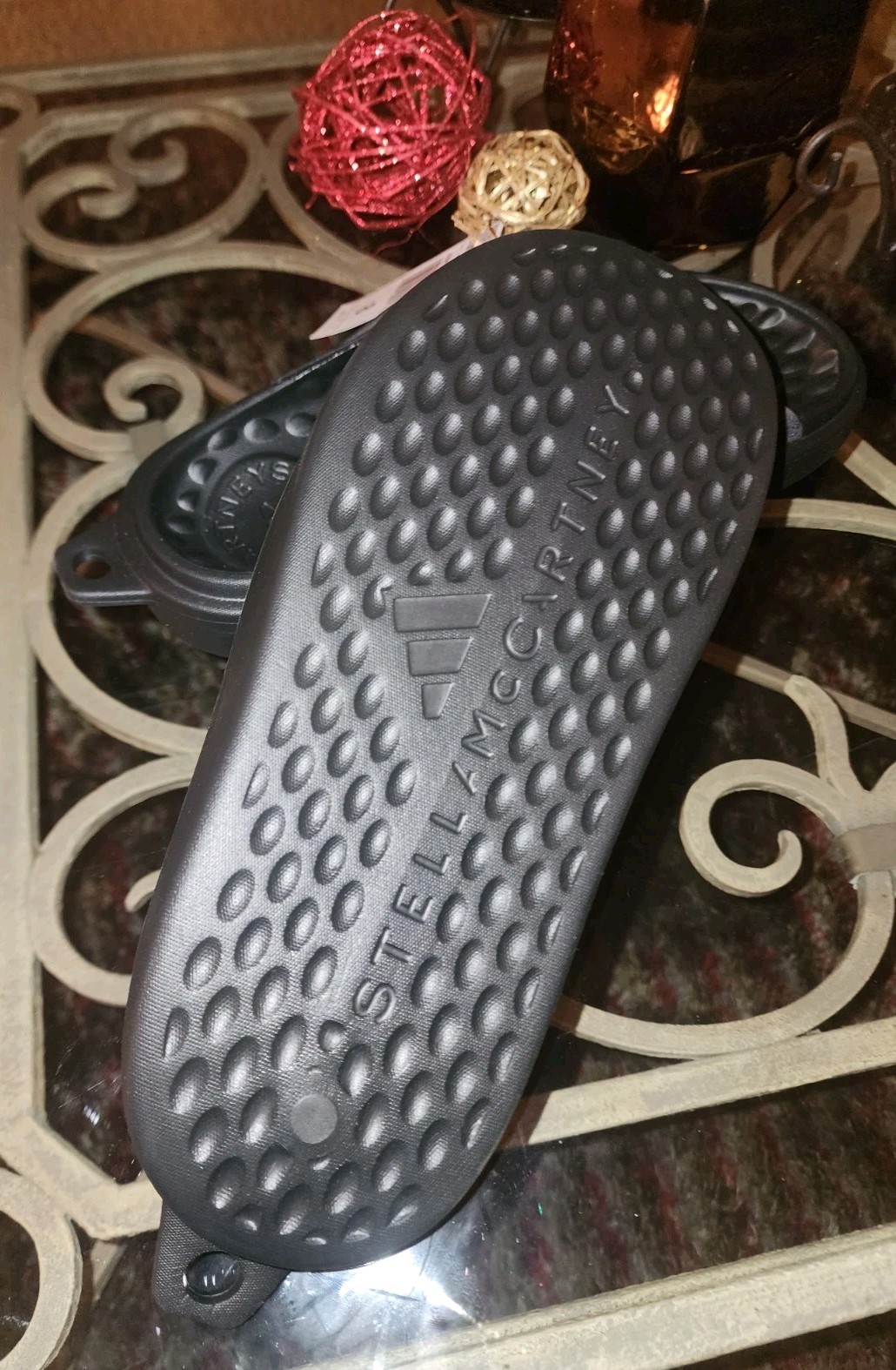 Adidas X Stella McCartney Slides Black SM Trifoil Logo JS0265 Women 8/ 8.5 NWT!