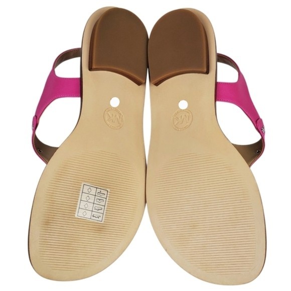 Michael Kors plate thong sandals pink silver signature summer vacation bohemian
