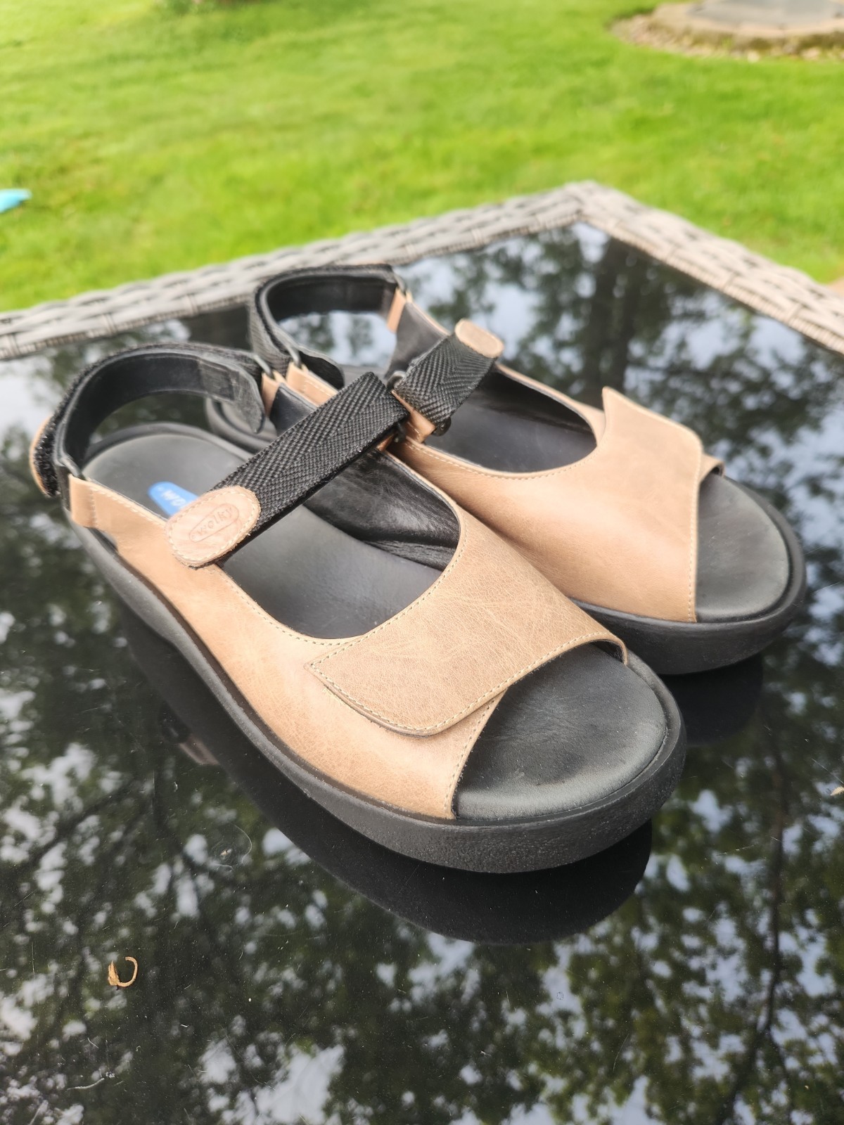 Wolky JEWEL Sandal Tan Brown Smooth Leather Sz EU 39 US 8.5 Comfort Walking Shoe