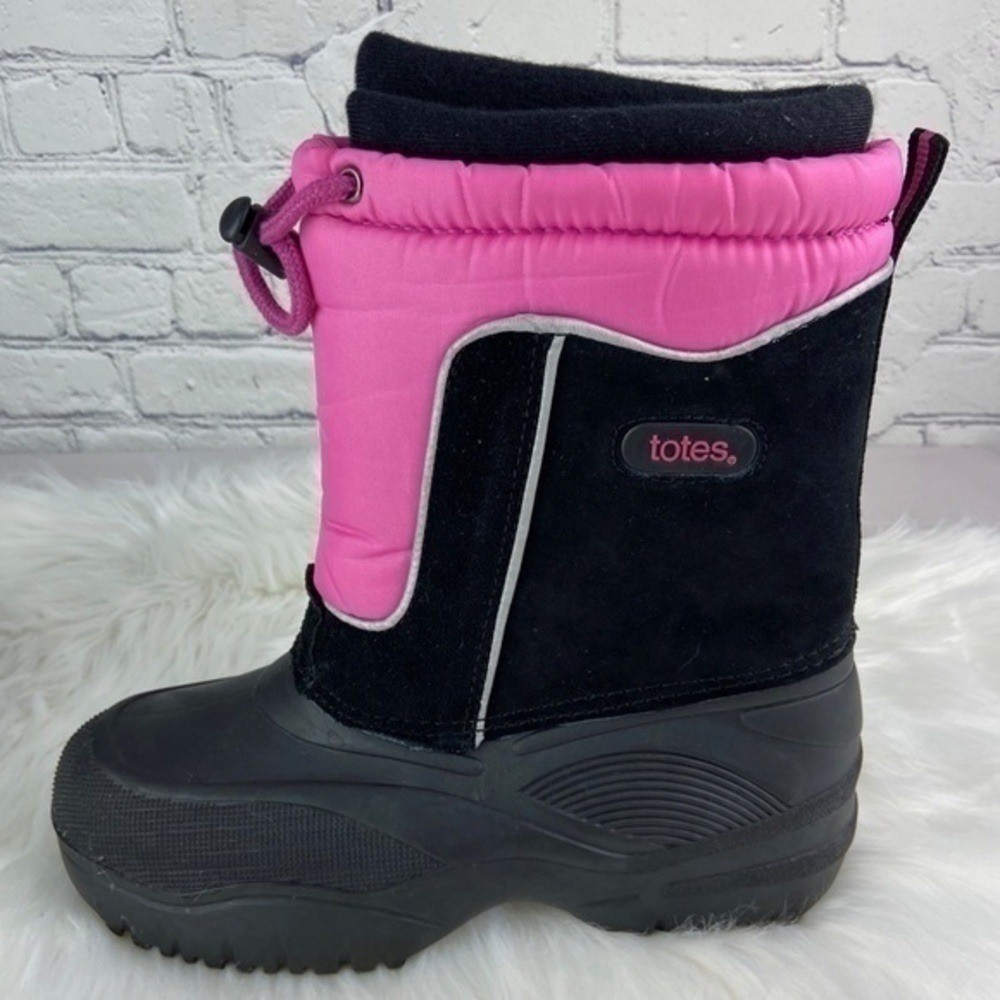 Totes Jeanie Winter Snow Boots Black Pink Size 6