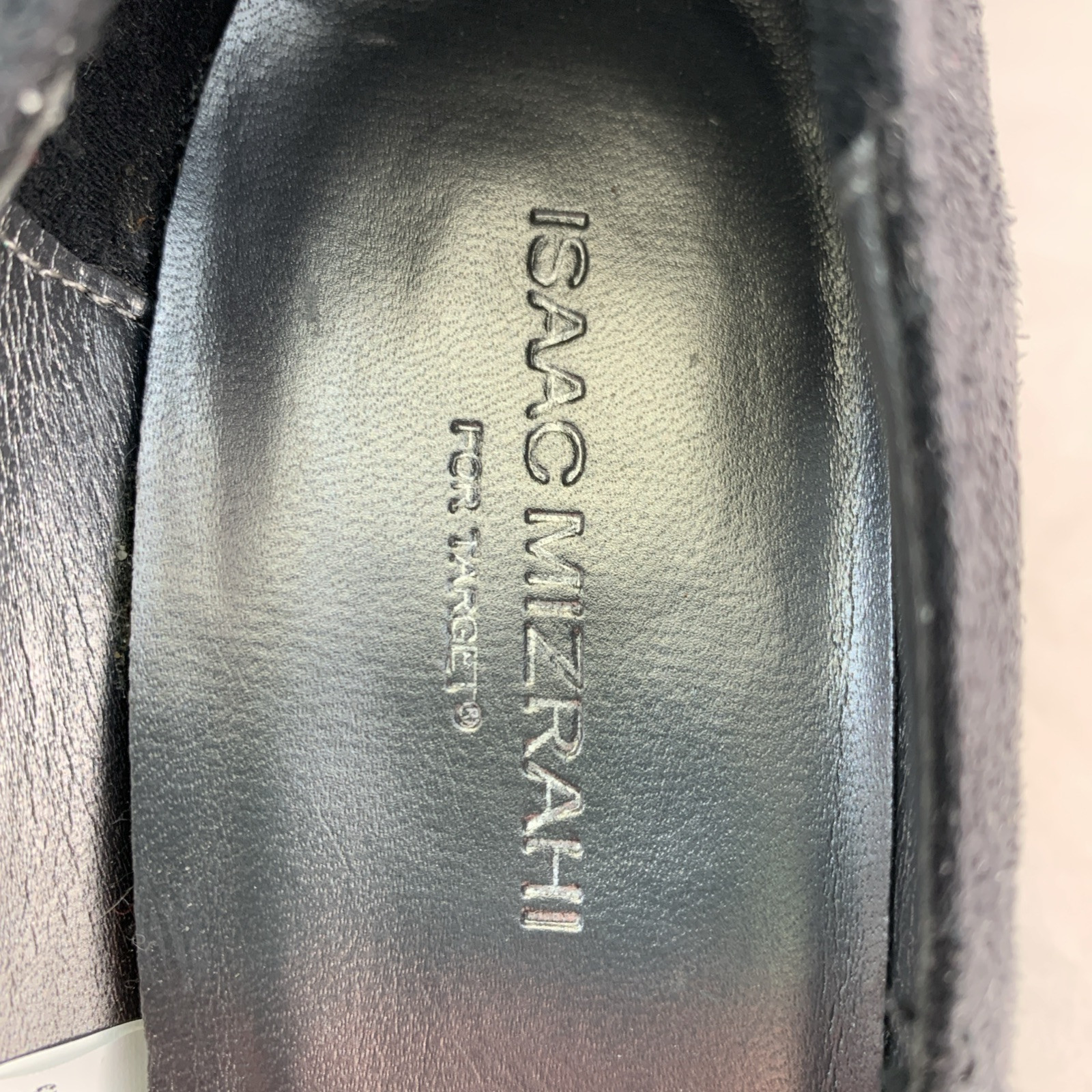 Isaac Mizrahi for Target Gabi Heels Peep Toe Bow Faux Suede Slip On Black Size 7