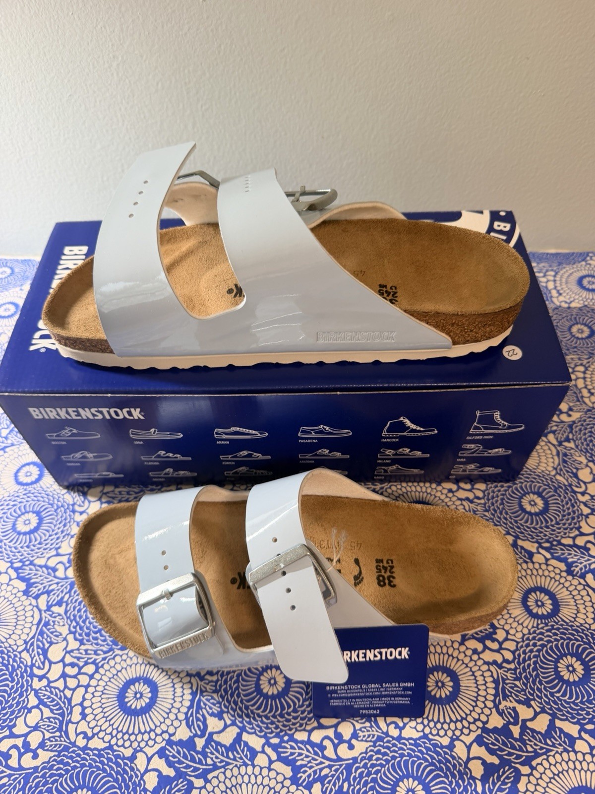 Birkenstock Arizona Sandal Blue Birko-Flor EU 38 US 7/7.5 Narrow