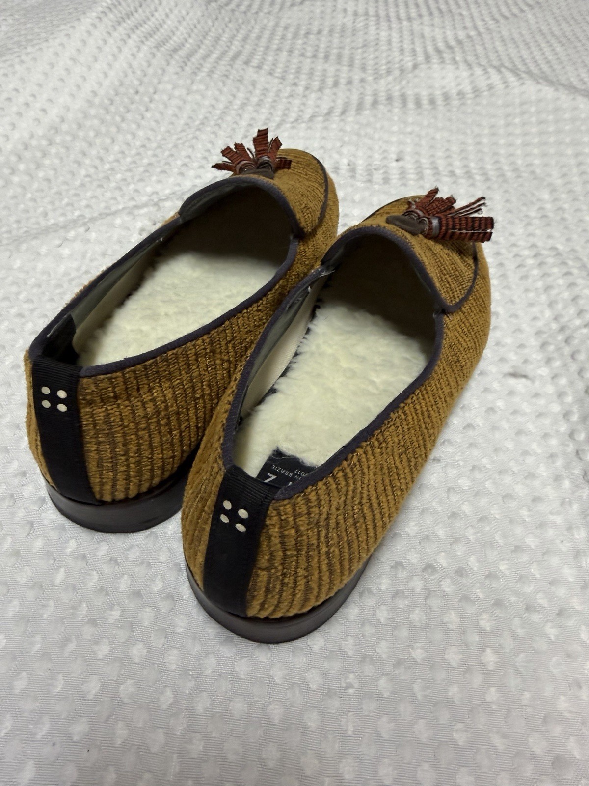Dotz Corduroy Tassel Loafers Handmade In Brazil US 8 EU 38 Recycled Materials