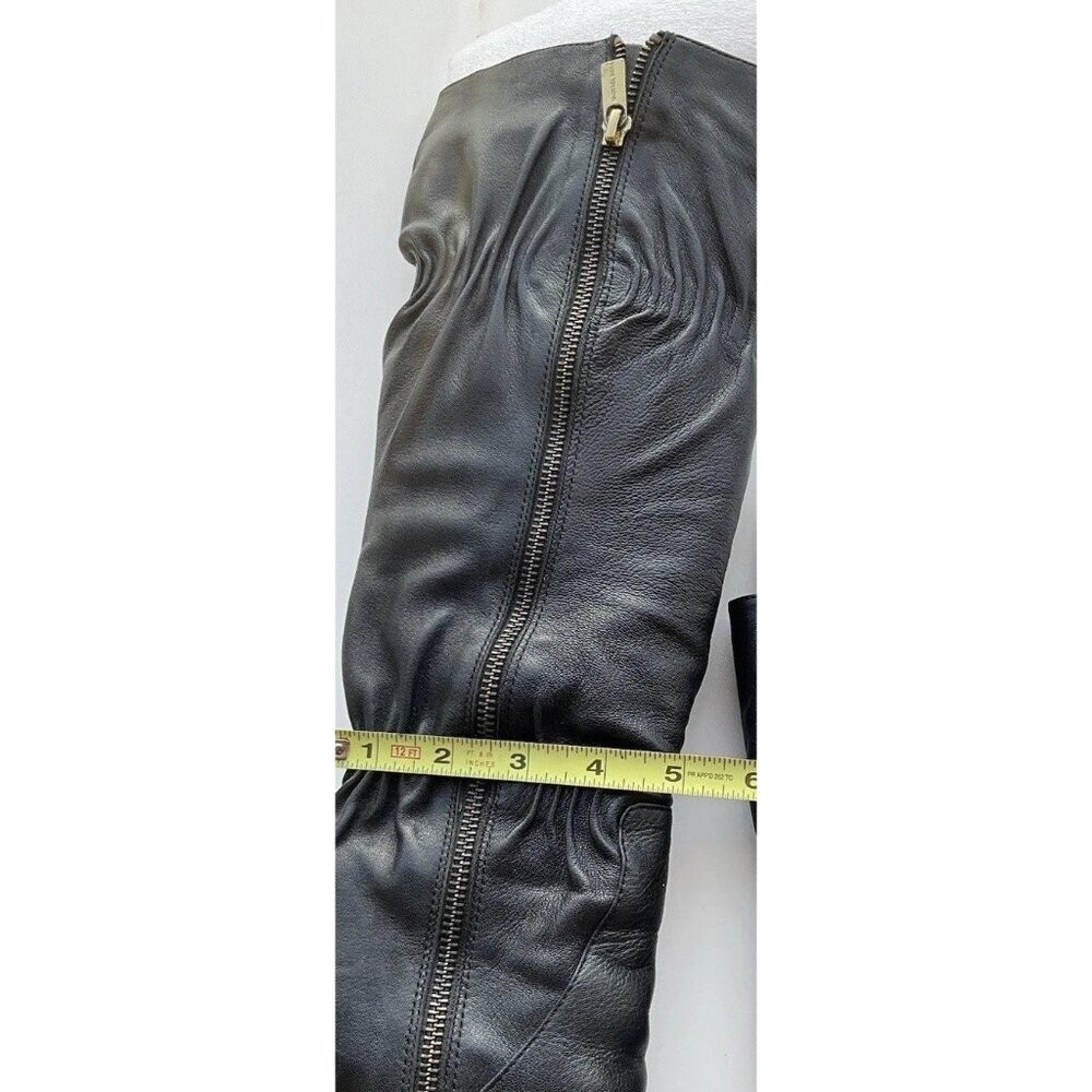 MICHAEL KORS Webster Black Scrunch Women’s Leather Knee High Boots 7