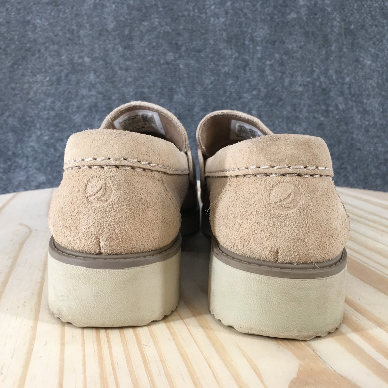 Sperry Shoes Womens 6.5 Wide Wells Penny Loafer Cream Leather Slip On STS89457
