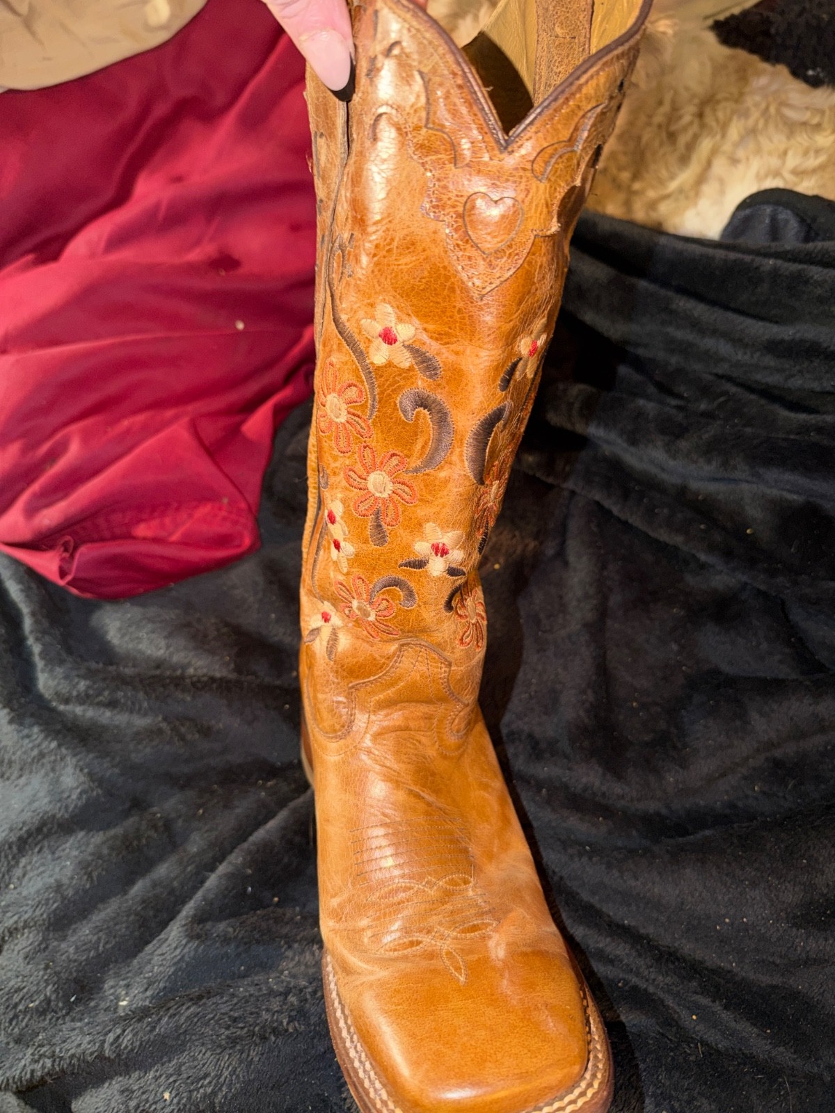 size 8 womens leather brown cowboy boots