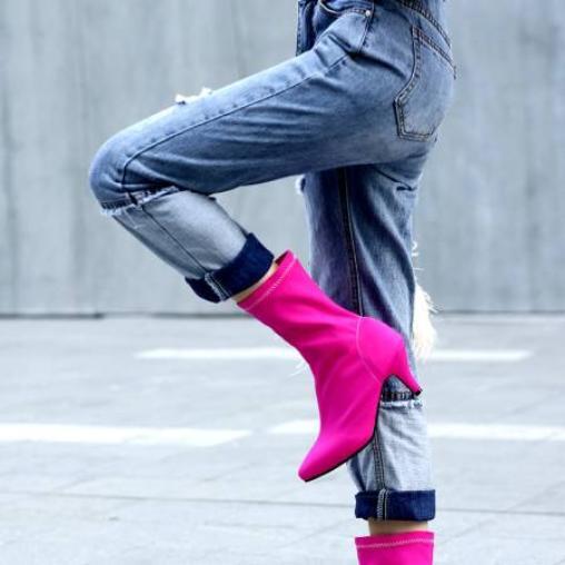 Womens Formal Elastic Ankle Boots Mid Heel Shoes Booties Mid Calf Shoes Fashion