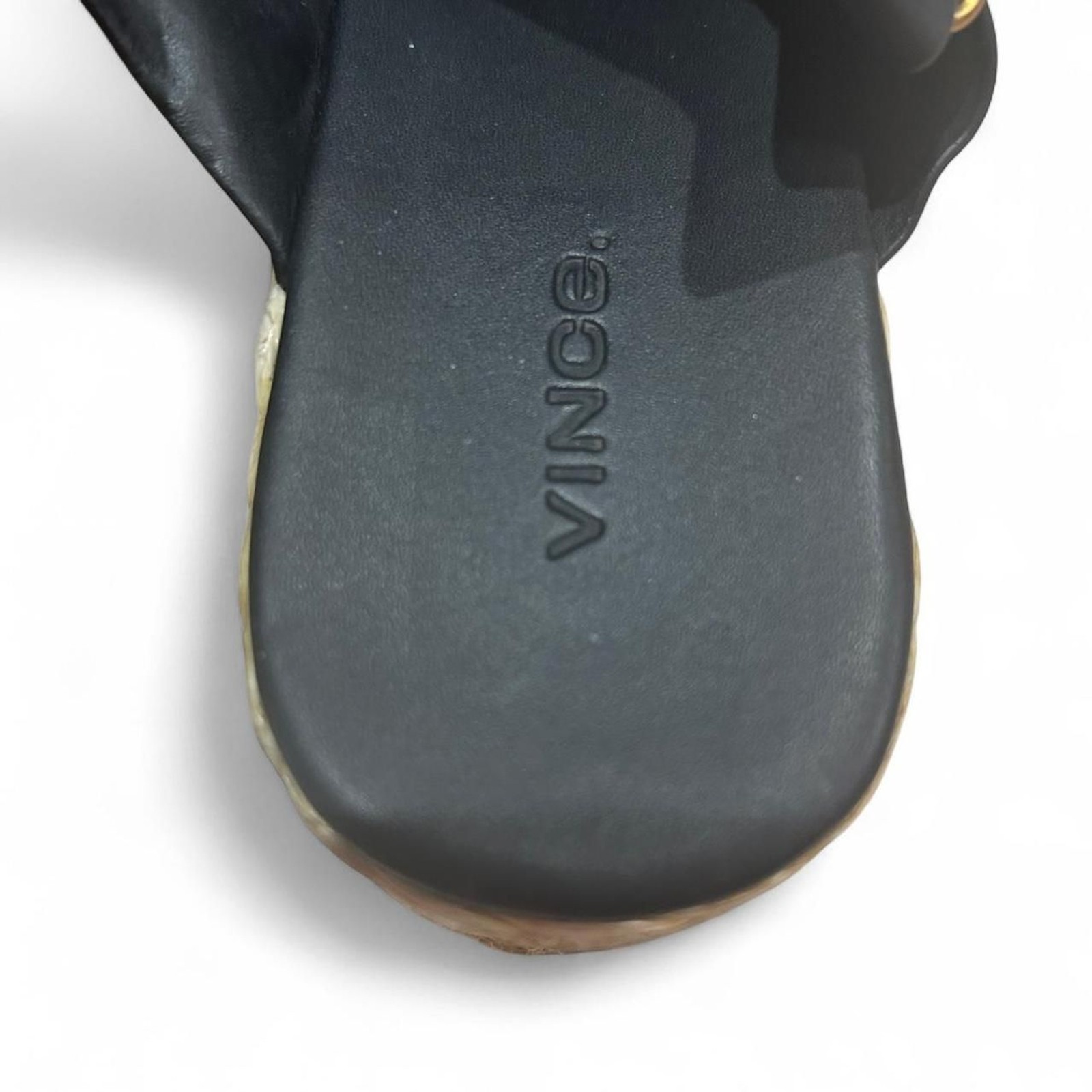 Vince Black Leather Espadrille Platform Sandals