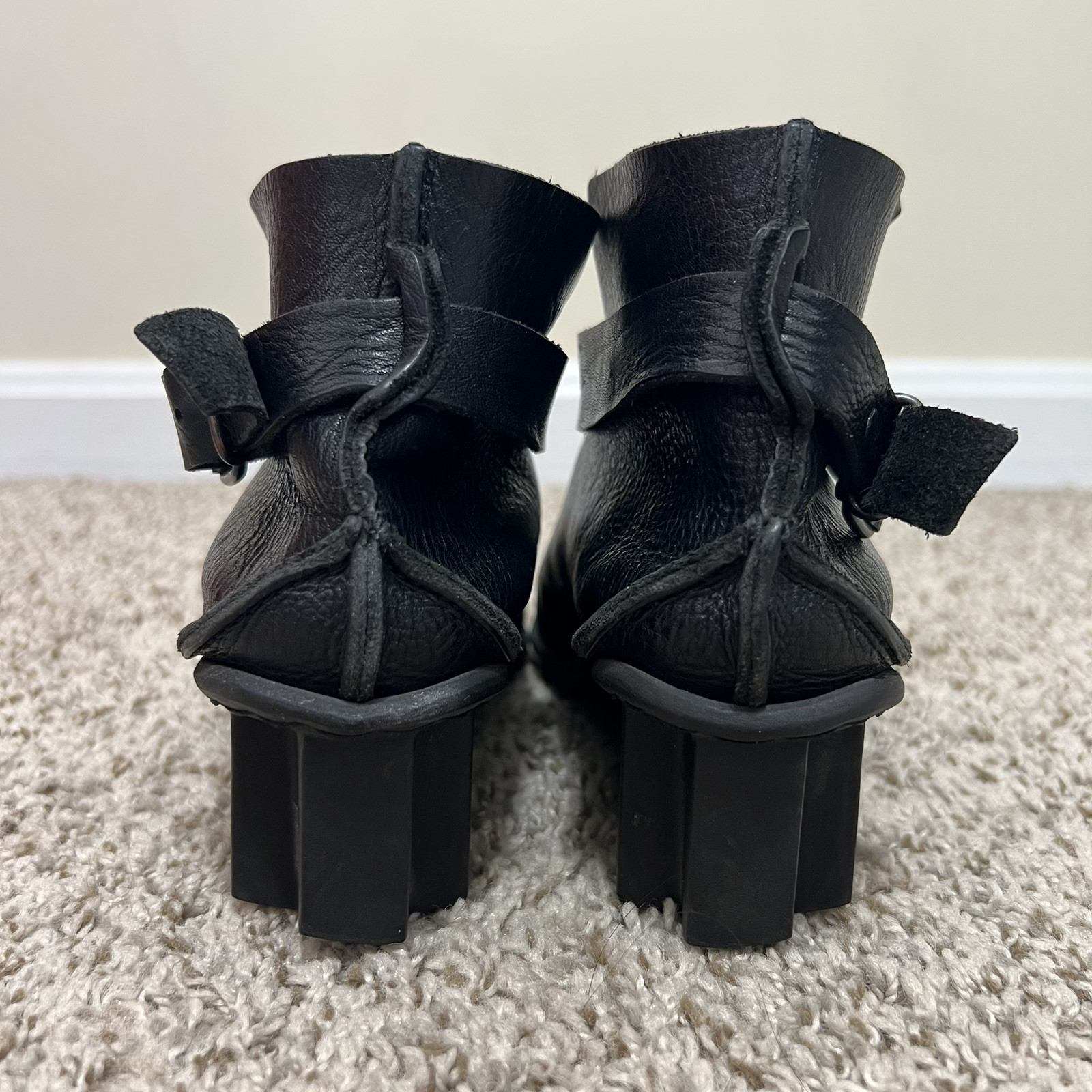 Trippen Women’s Black Leather Bootie Buckle Detail Black Sz 36 US 6.5