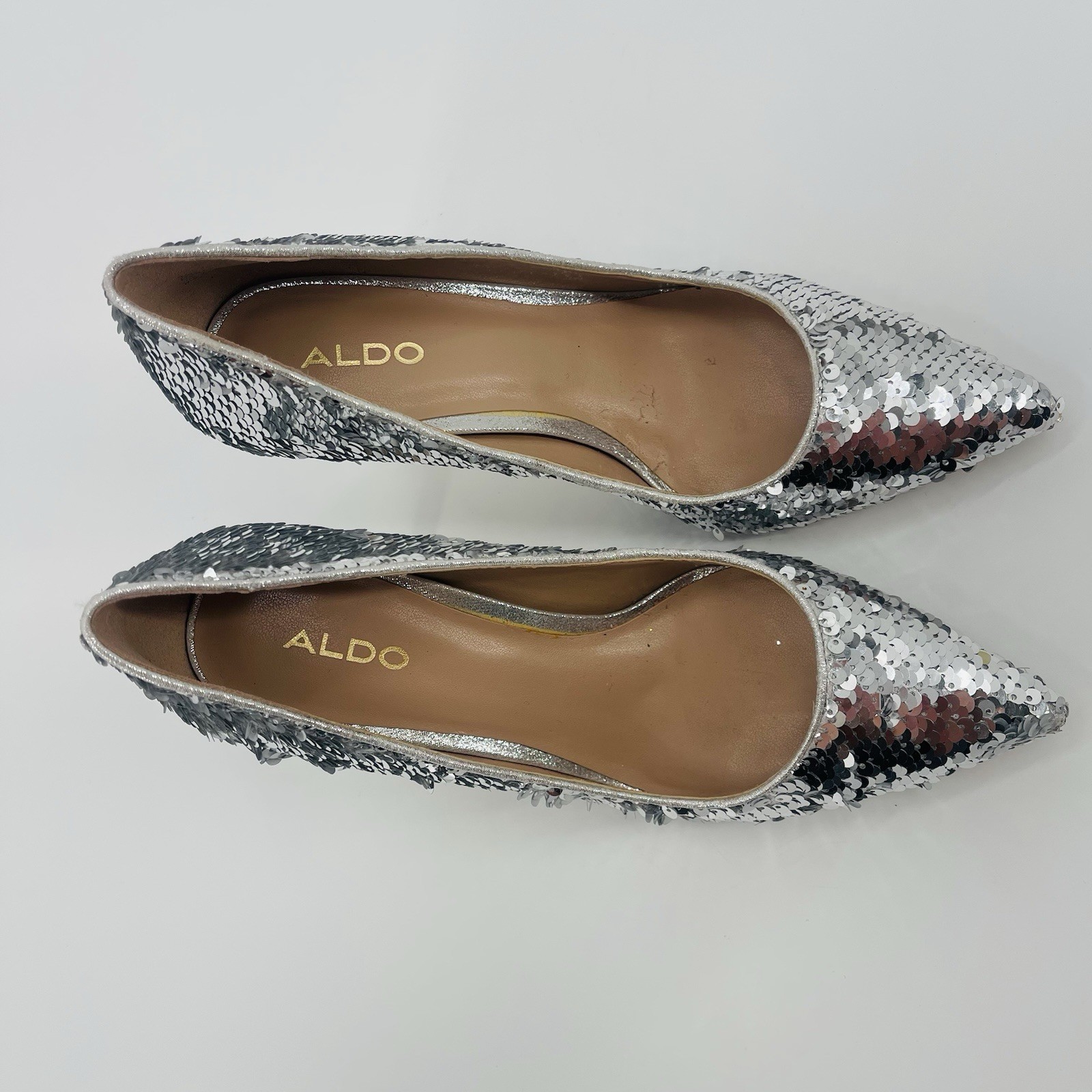 Aldo Pumps High Heels Pumps Womens 6.5 Silver Sequin Shoes Cocktail Party