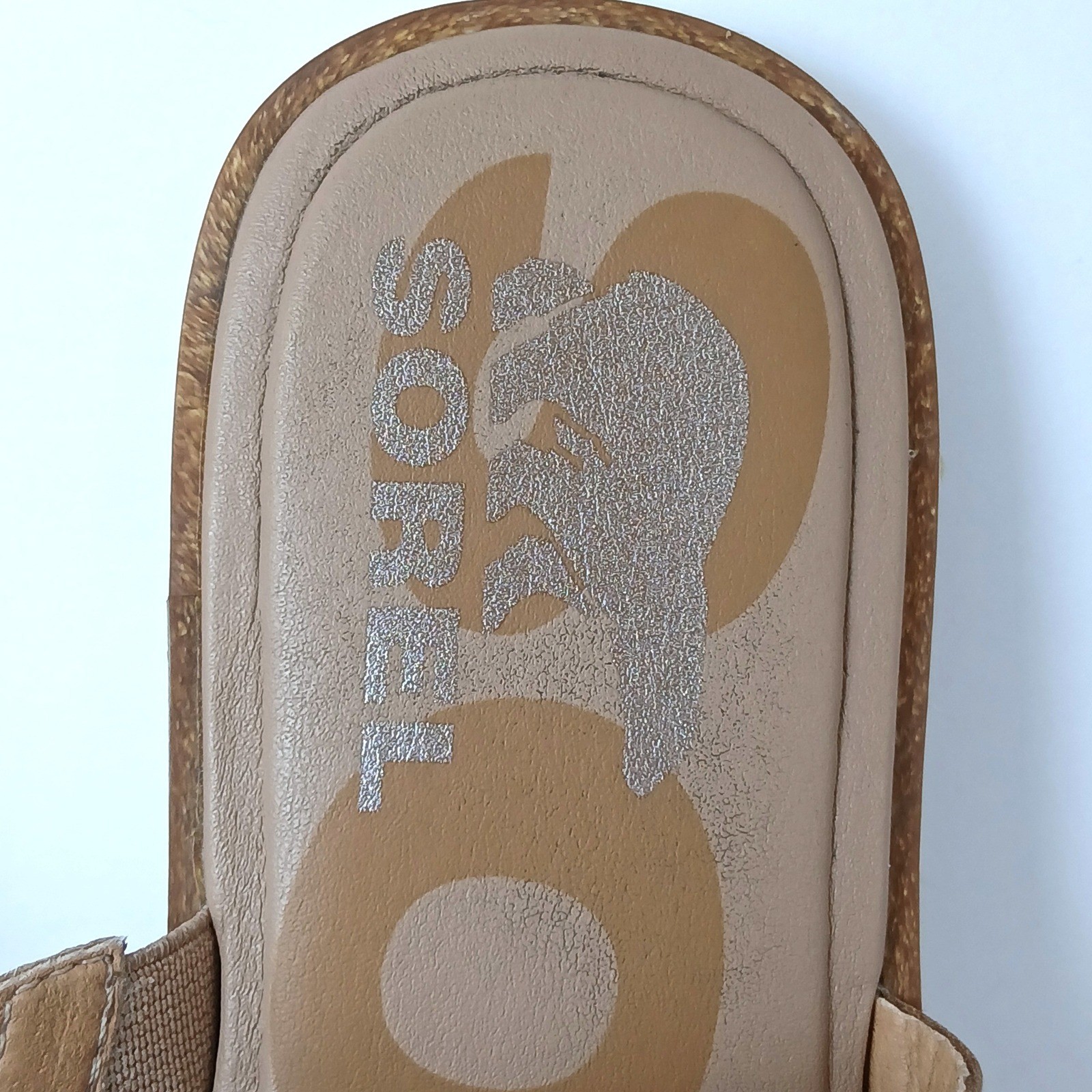 Sorel Roaming 2-Strap Slide Tan Leather Sandals Women 7.5 Butter Mom