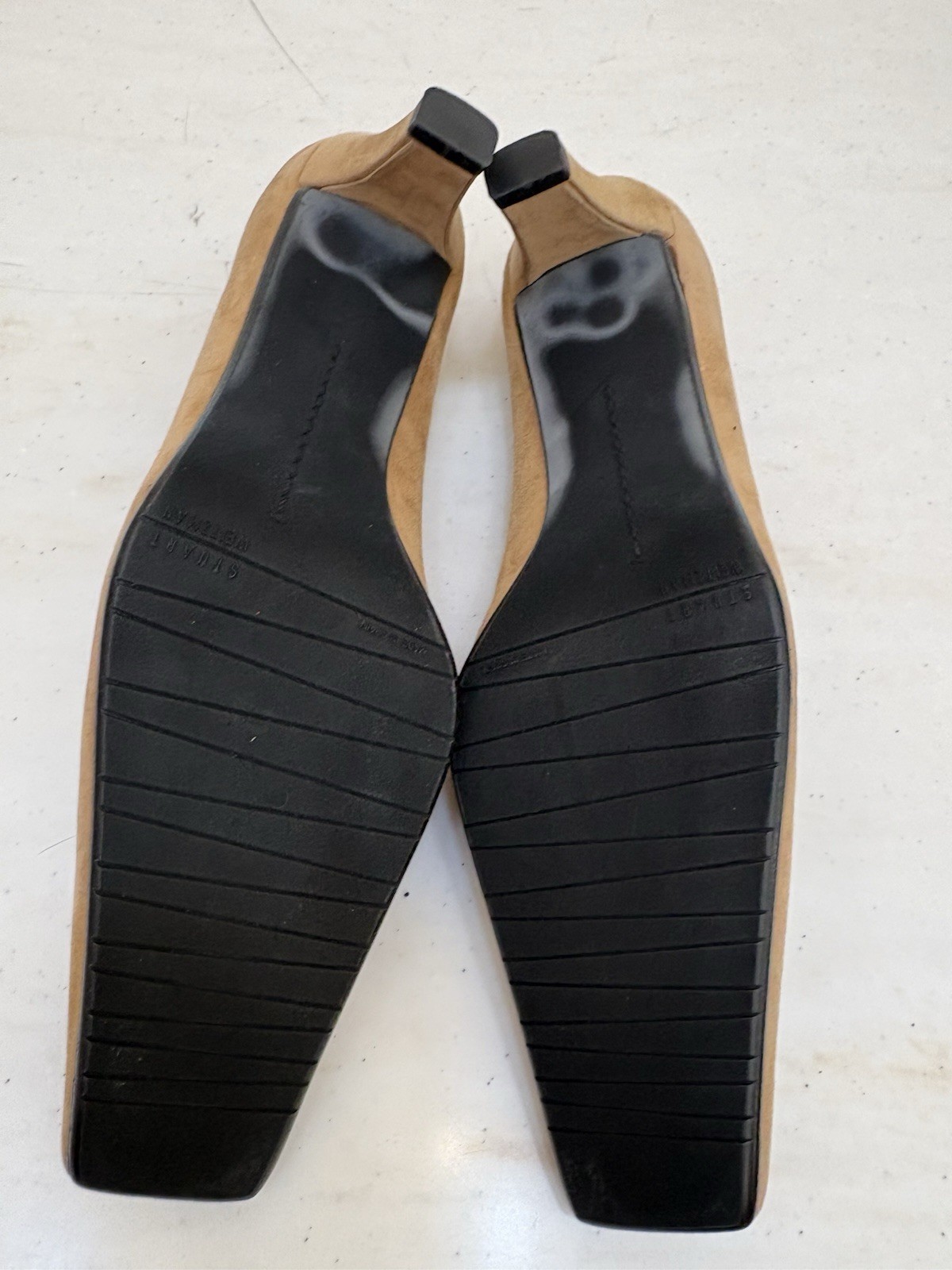 Stuart Weitzman Mantra Cashew Suede Square Toe Pumps US 8.5 New in Box