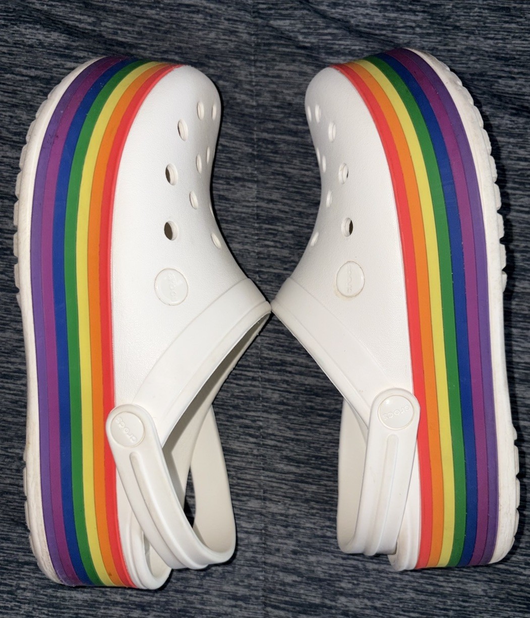 Crocs Iconic Comfort Unisex Men 6 Women 8 Platform Rainbow Shoes