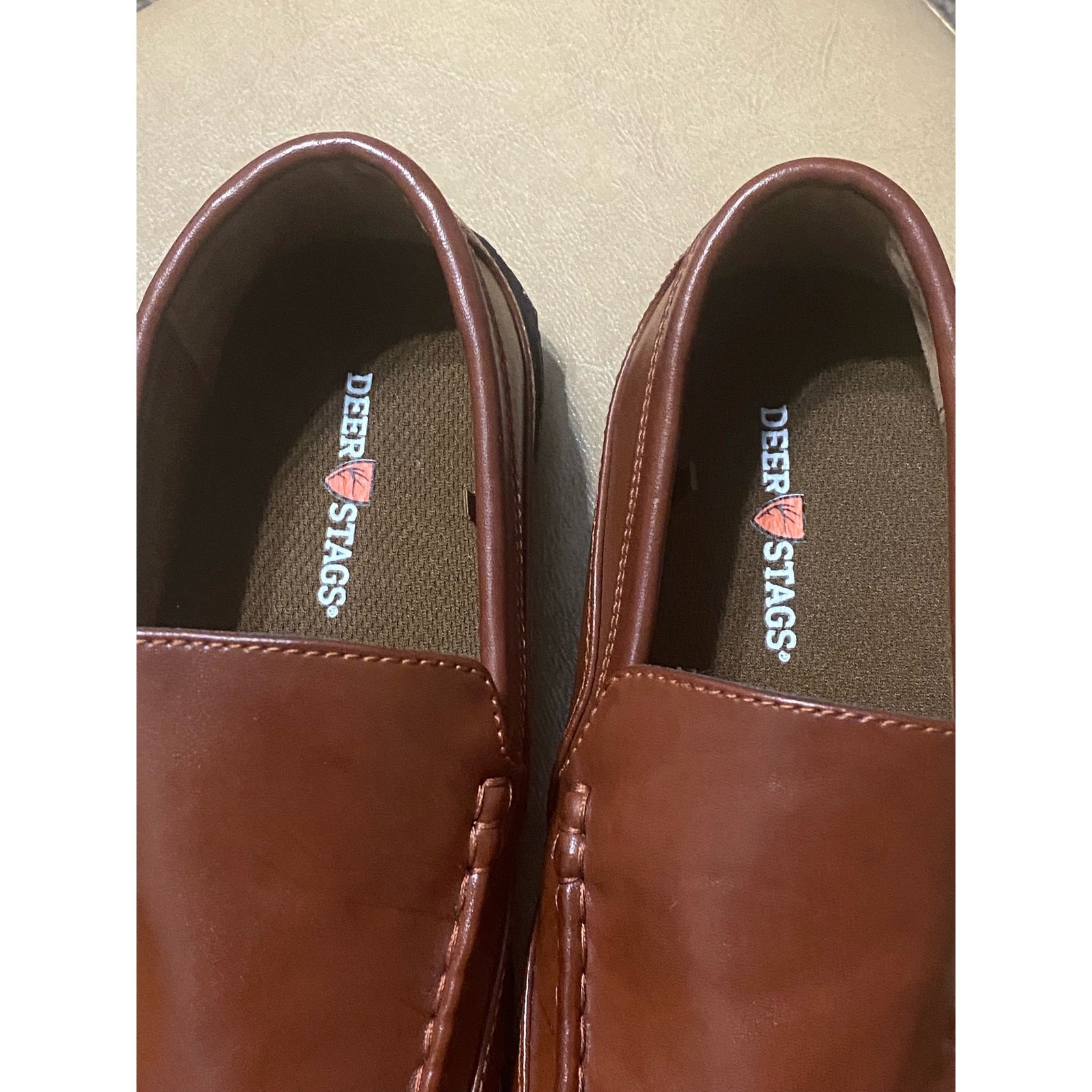 Deer Stags Driving Loafers Synthetic Leather Brown Size 7M