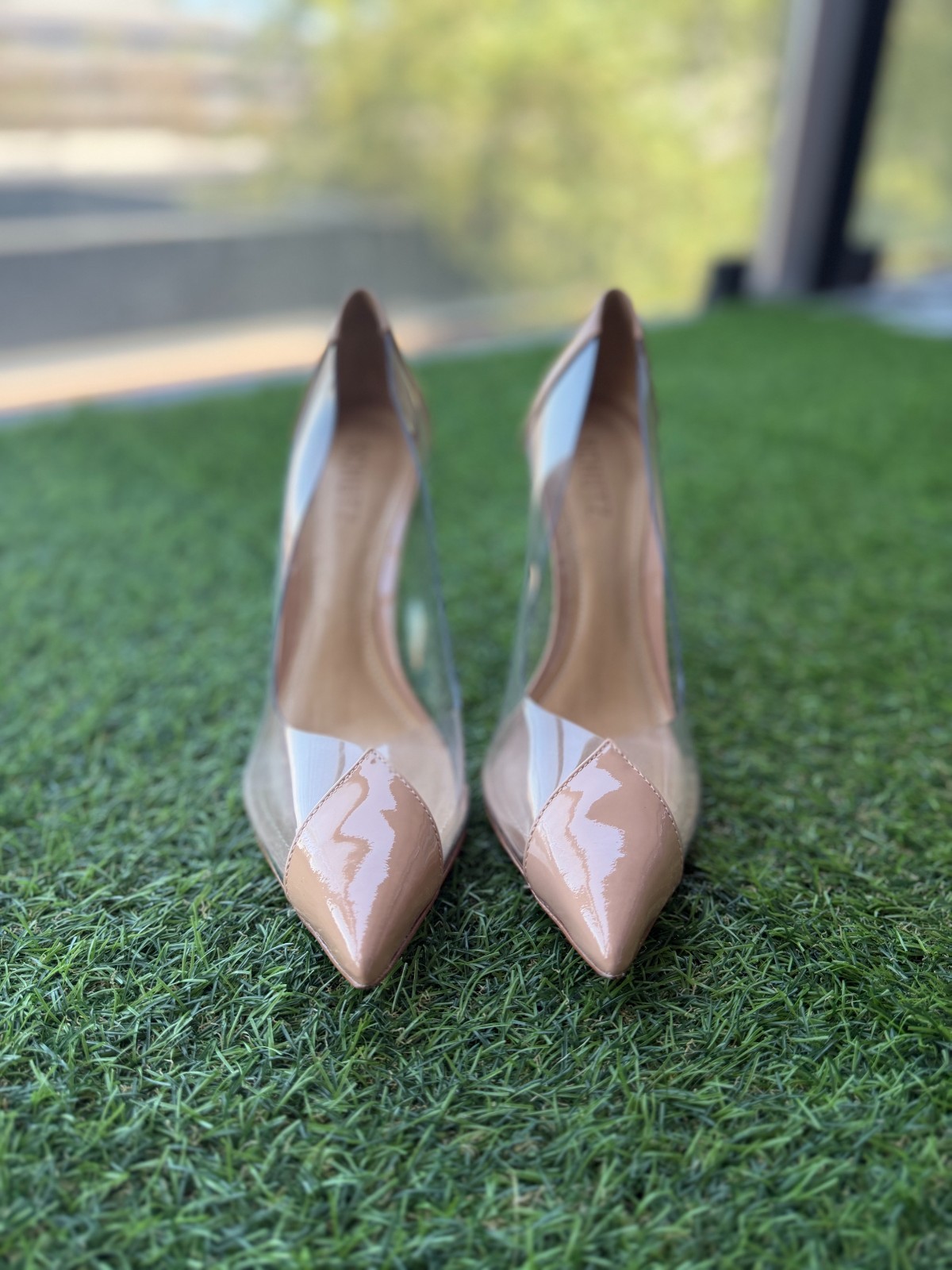 Schutz Cendi Nude Clear PVC Pointed Toe Pumps Stiletto Heels Size 8B