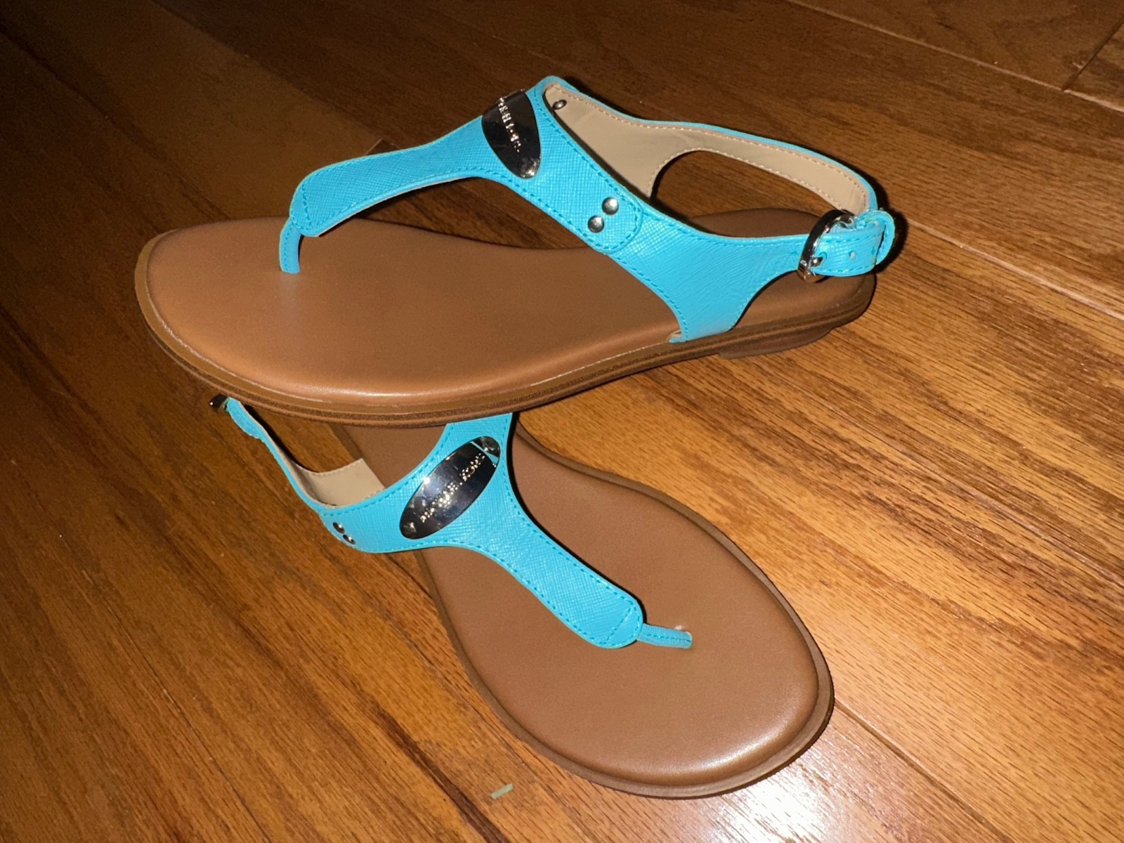 Michael Michael Kors MK Plate Thong Sandals Women’s 7.5 M Vibrant Blue
