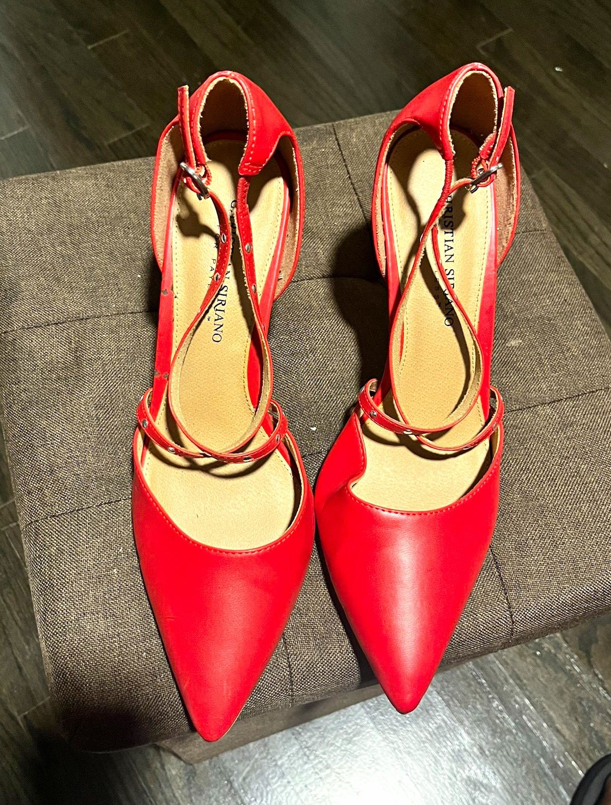 Christian Siriano Women’s Size 9 1/2 Red Pointed Toe Strappy Heels