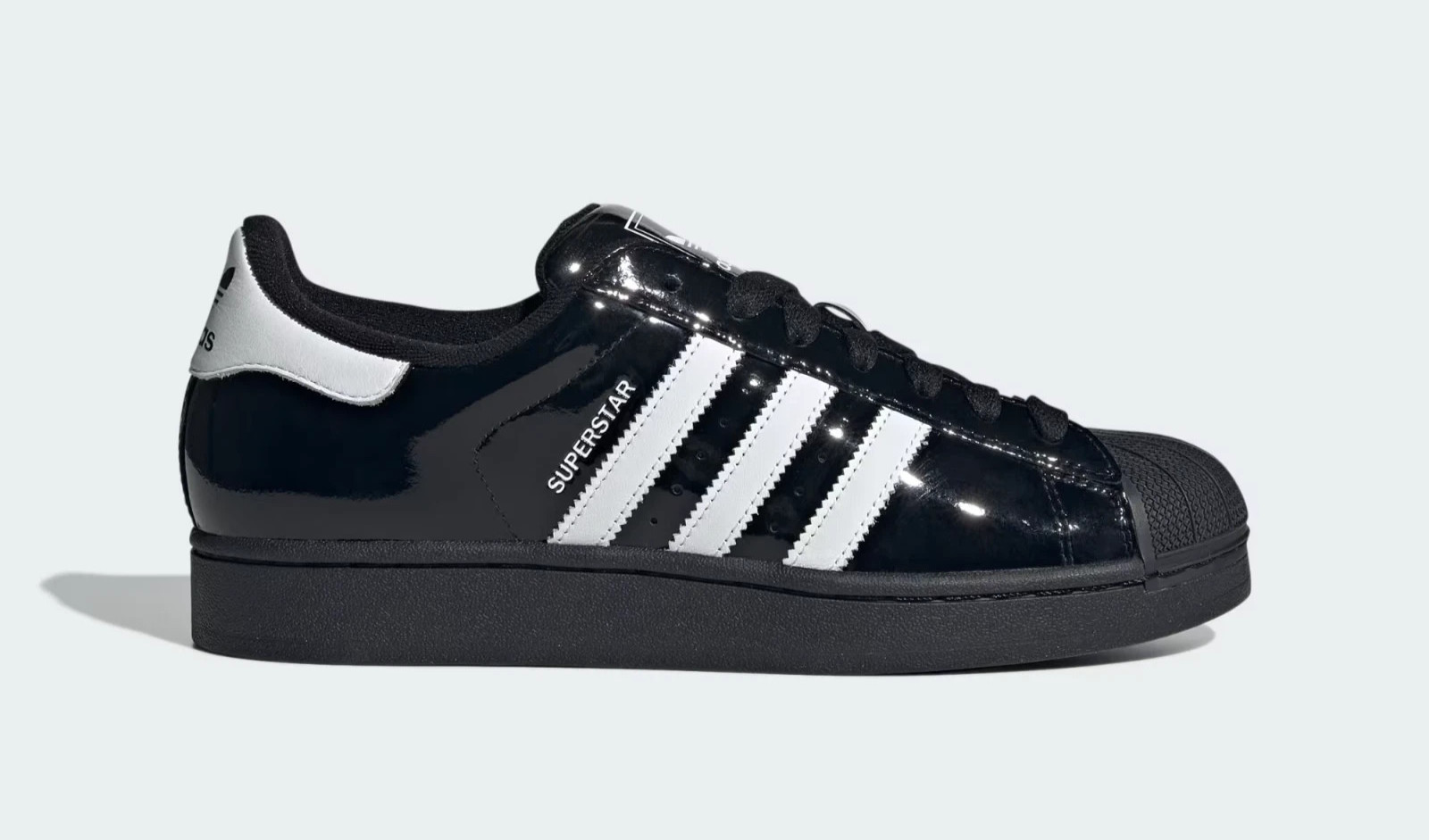 Adidas Superstar II Womens Size 6 Patent Leather Shoes Core Black /White NEW