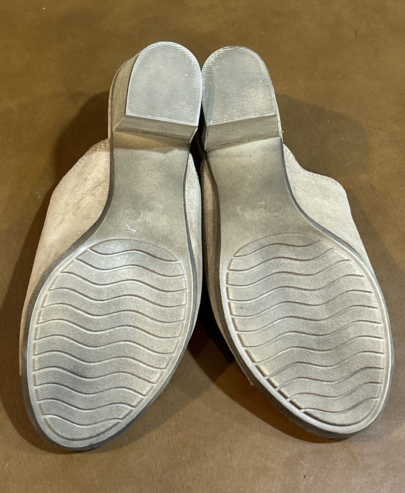 Mariella Suede Peep Toe Sandals Block Heel Mules Slip On Made in Italy Size 6.5M