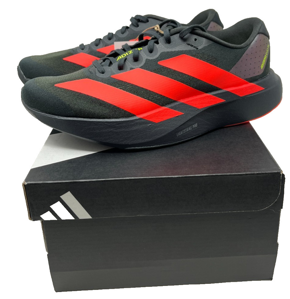 adidas Adizero Evo SL Running Shoe -Women’s, Carbon/Lucid Red/Solar Slime – NEW