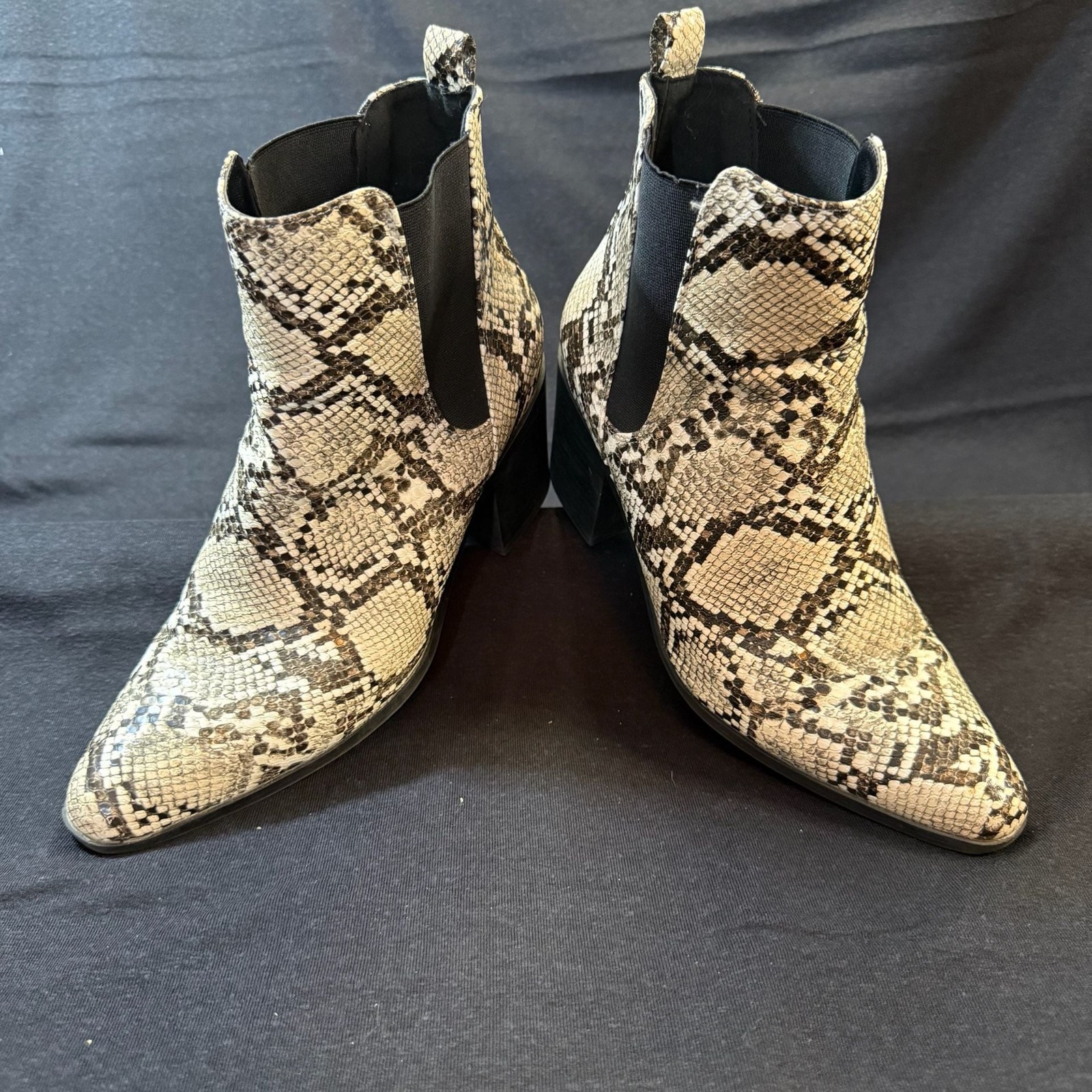 JustFab Snake Print Chelsea Ankle Boots with Block Heel
