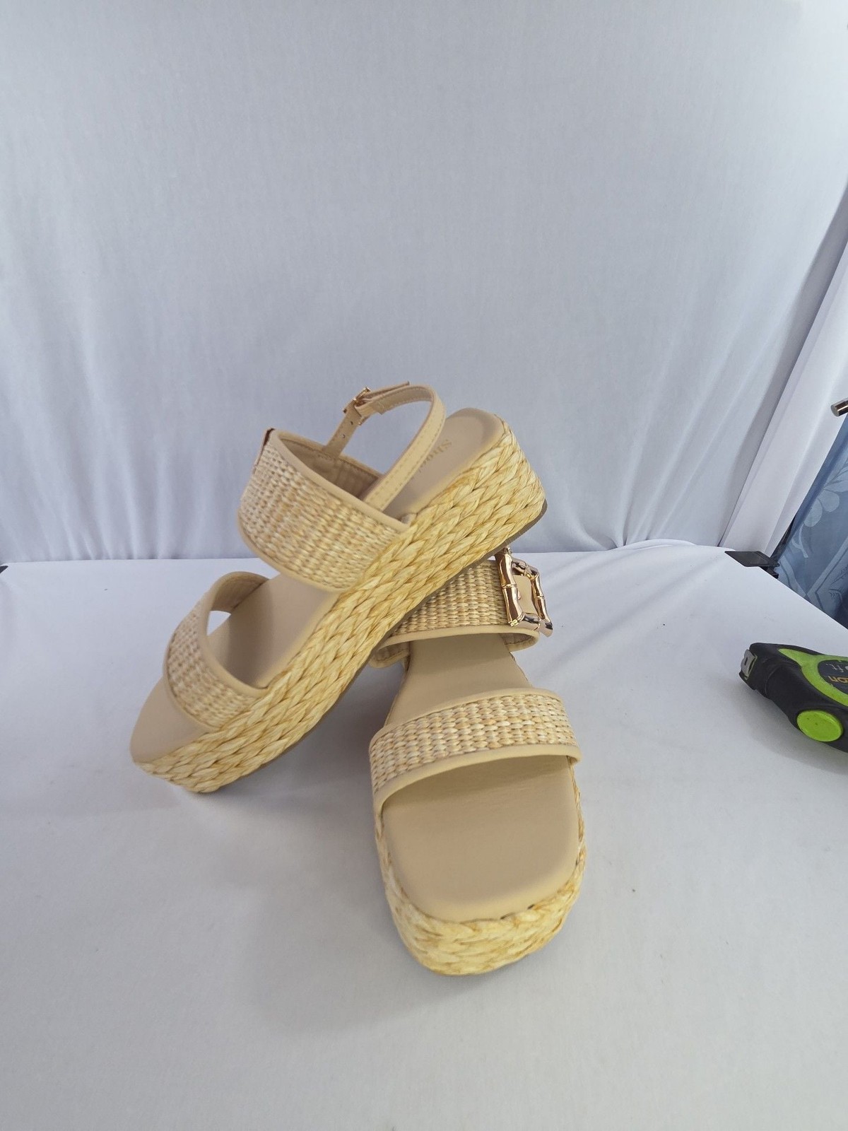 Shoe’ N Tale Women’s Woven Raffia Platform Wedge Sandals