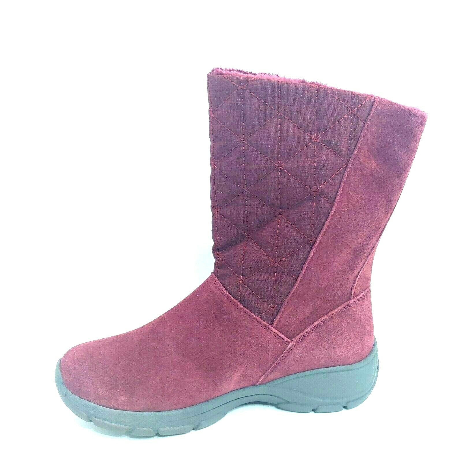 Lands End Shoes Womens Quilted Side Zip All Weather Boots Deep Red 6.5