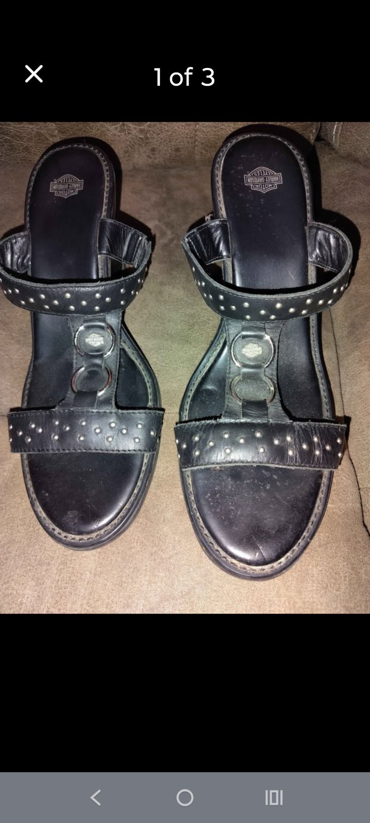Harley-Davidson Women’s Black Studded Slip-On Wedge Slide Sandals 8
